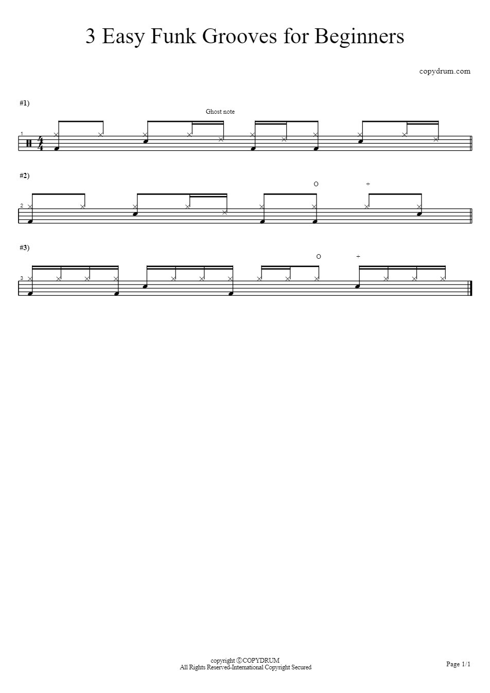 3 Easy Funk Grooves for Beginners PDF