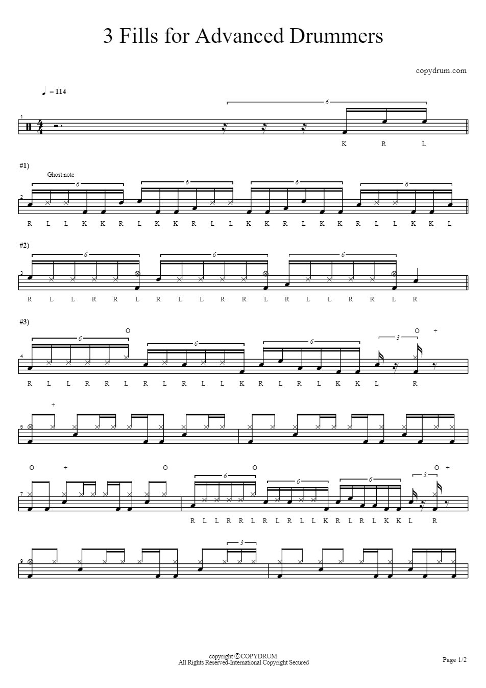 3 Fills for Advanced Drummers PDF