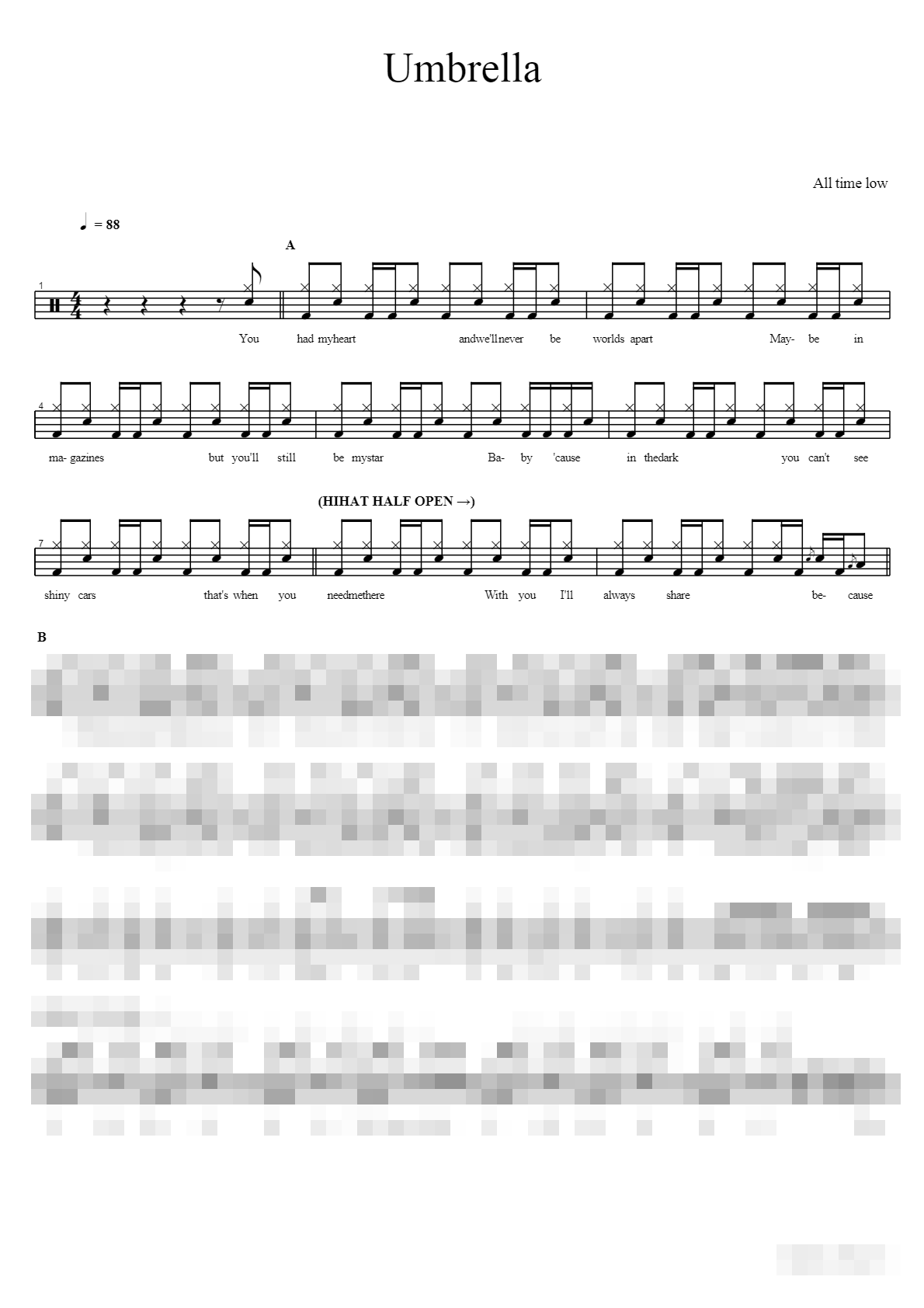 Umbrella Sheet Music Preview