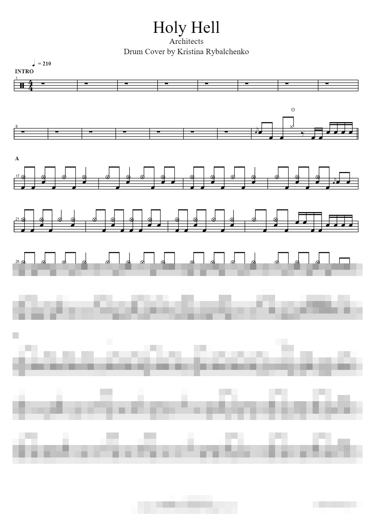 Holy Hell (Drum Cover by Kristina Rybalchenko) Sheet Music Preview