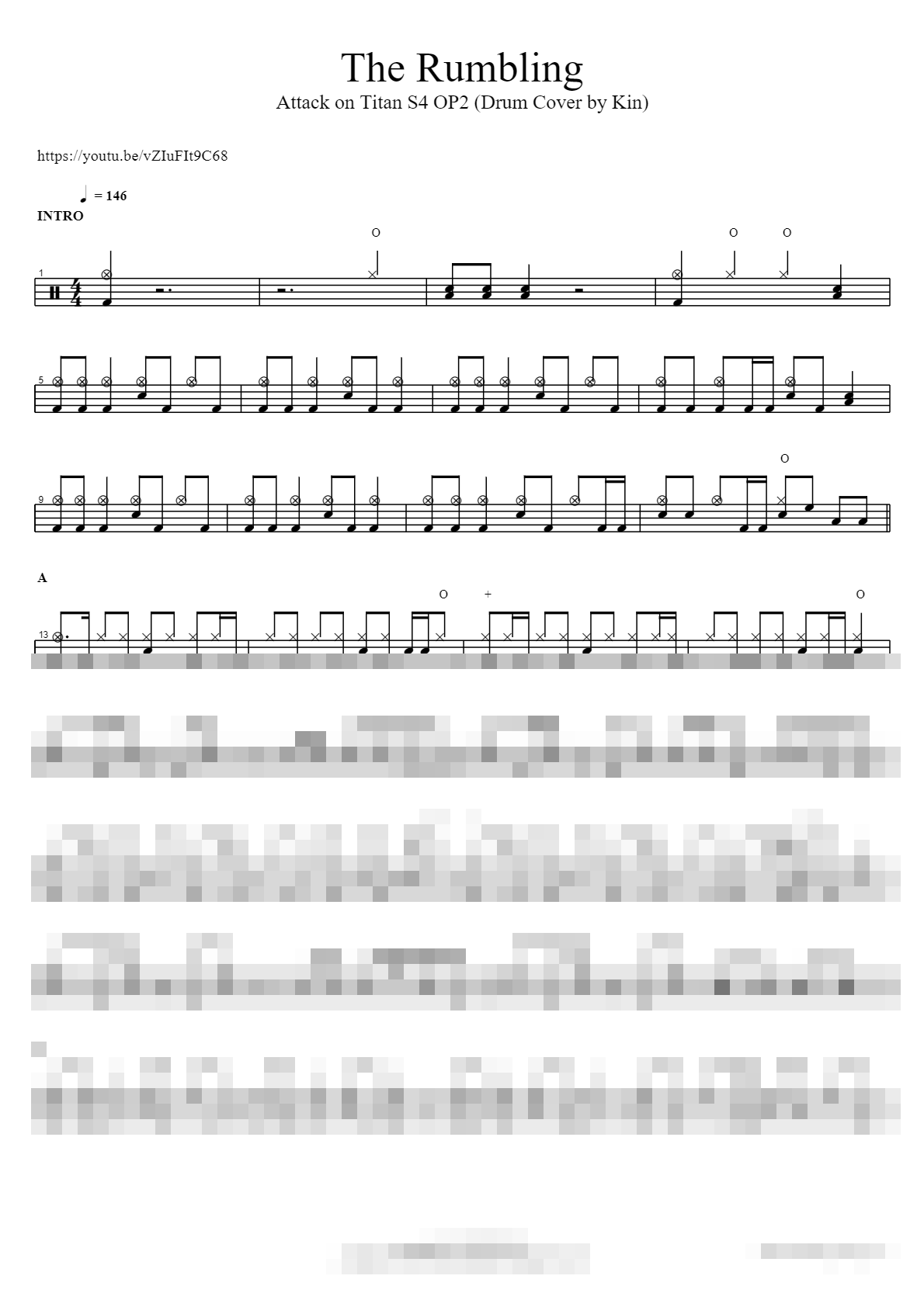 The Rumbling (Drum Cover by Kin) Sheet Music Preview