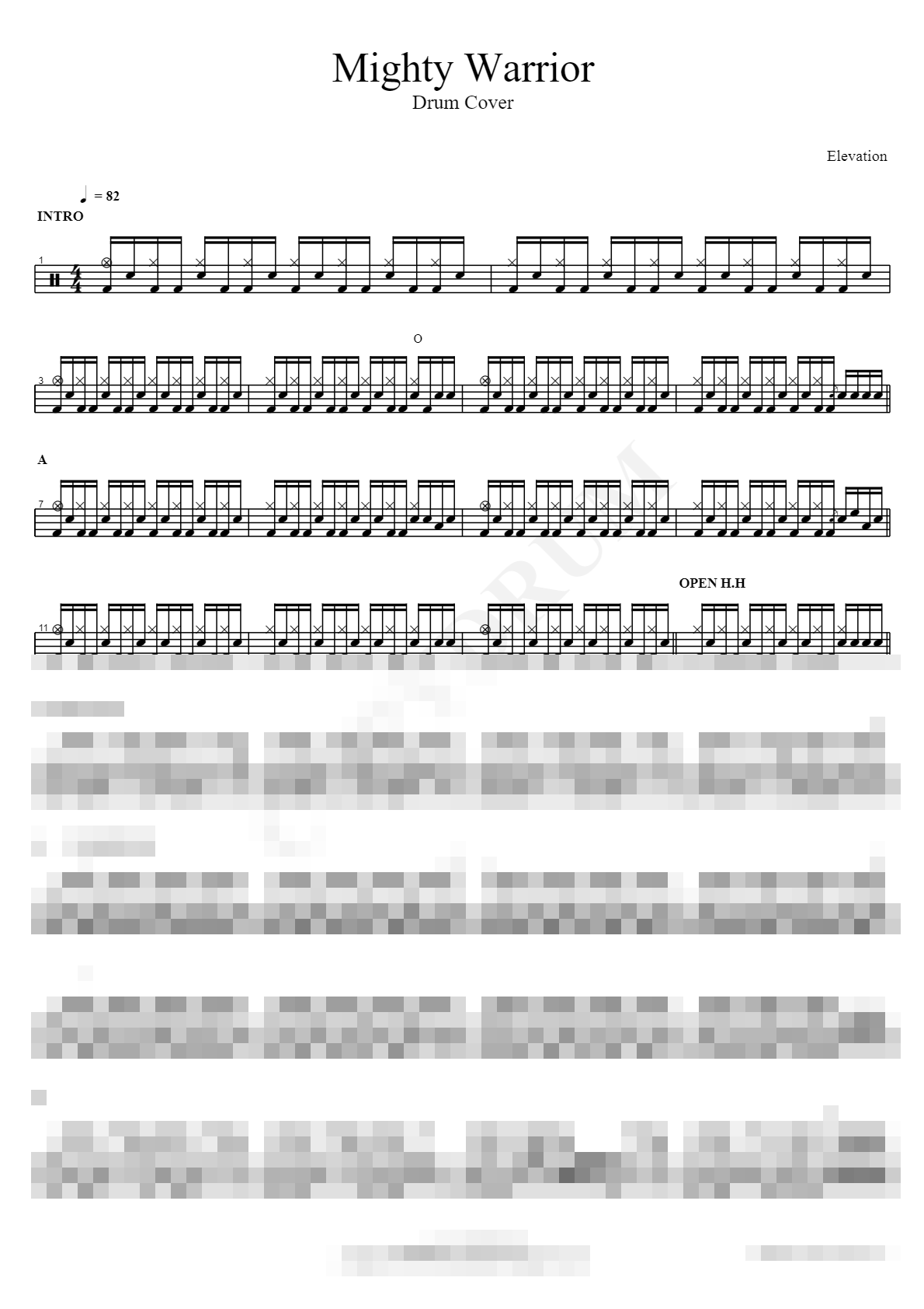 Mighty Warrior (Drum Cover by COOP3RDRUMM3R) Sheet Music Preview