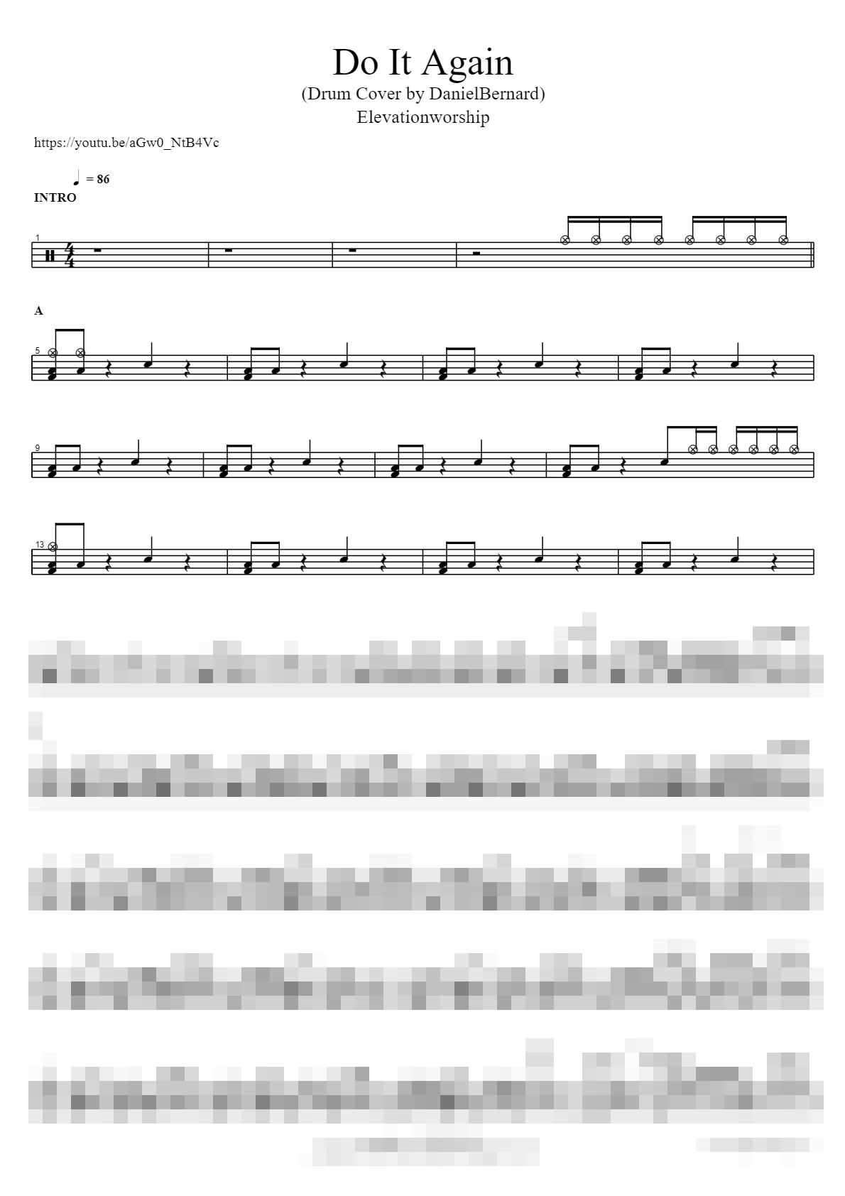 Do It Again (Drum Cover by DanielBernard) Sheet Music Preview