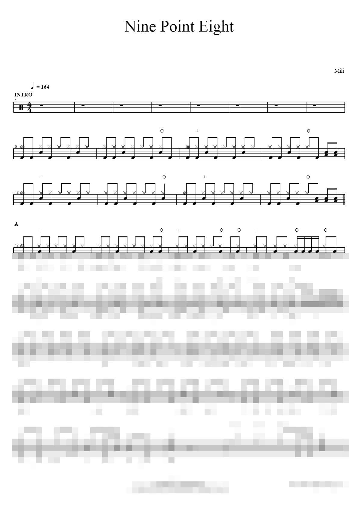 Nine Point Eight Drum Cover Sheet Music Preview