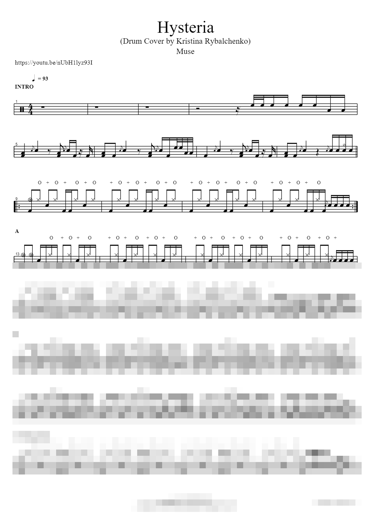 Hysteria (Drum Cover by Kristina Rybalchenko) Sheet Music Preview