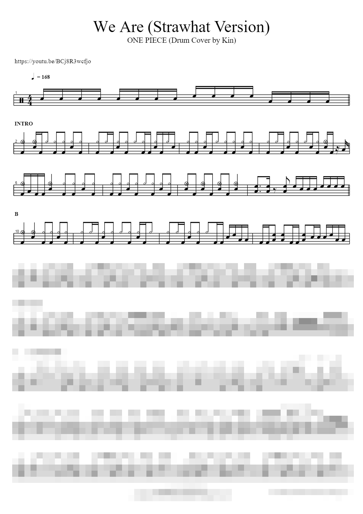 We Are (Strawhat Version) (Drum Cover by Kin) Sheet Music Preview