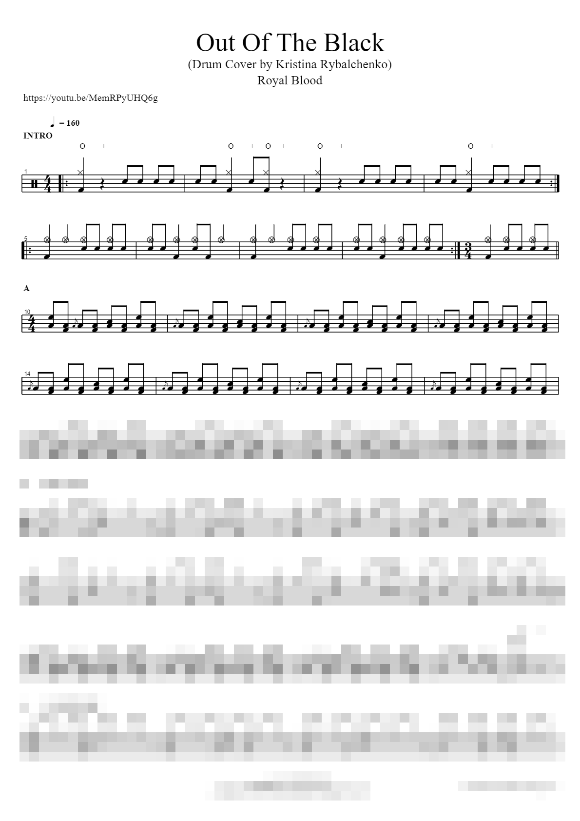 Out Of The Black (Drum Cover by Kristina Rybalchenko) Sheet Music Preview