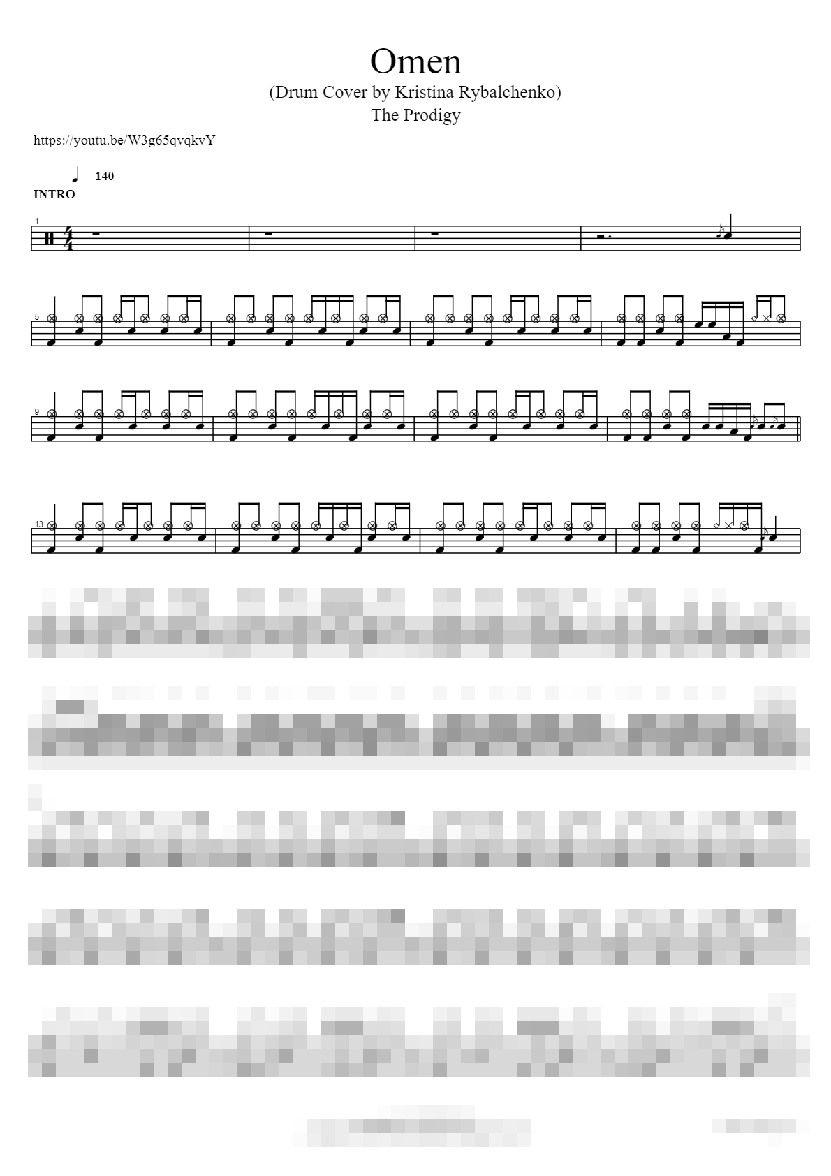 Omen (Drum Cover by Kristina Rybalchenko) Sheet Music Preview