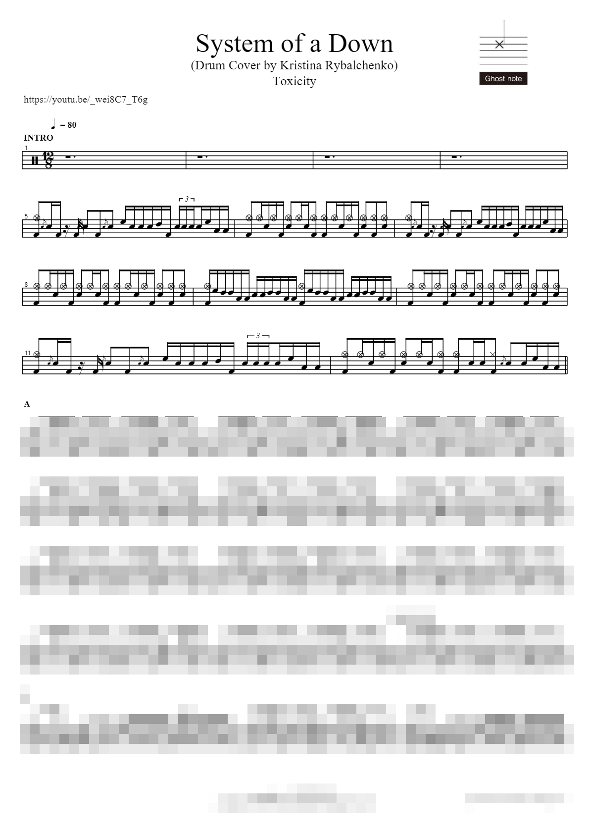 System of a Down (Drum Cover by Kristina Rybalchenko) Sheet Music Preview