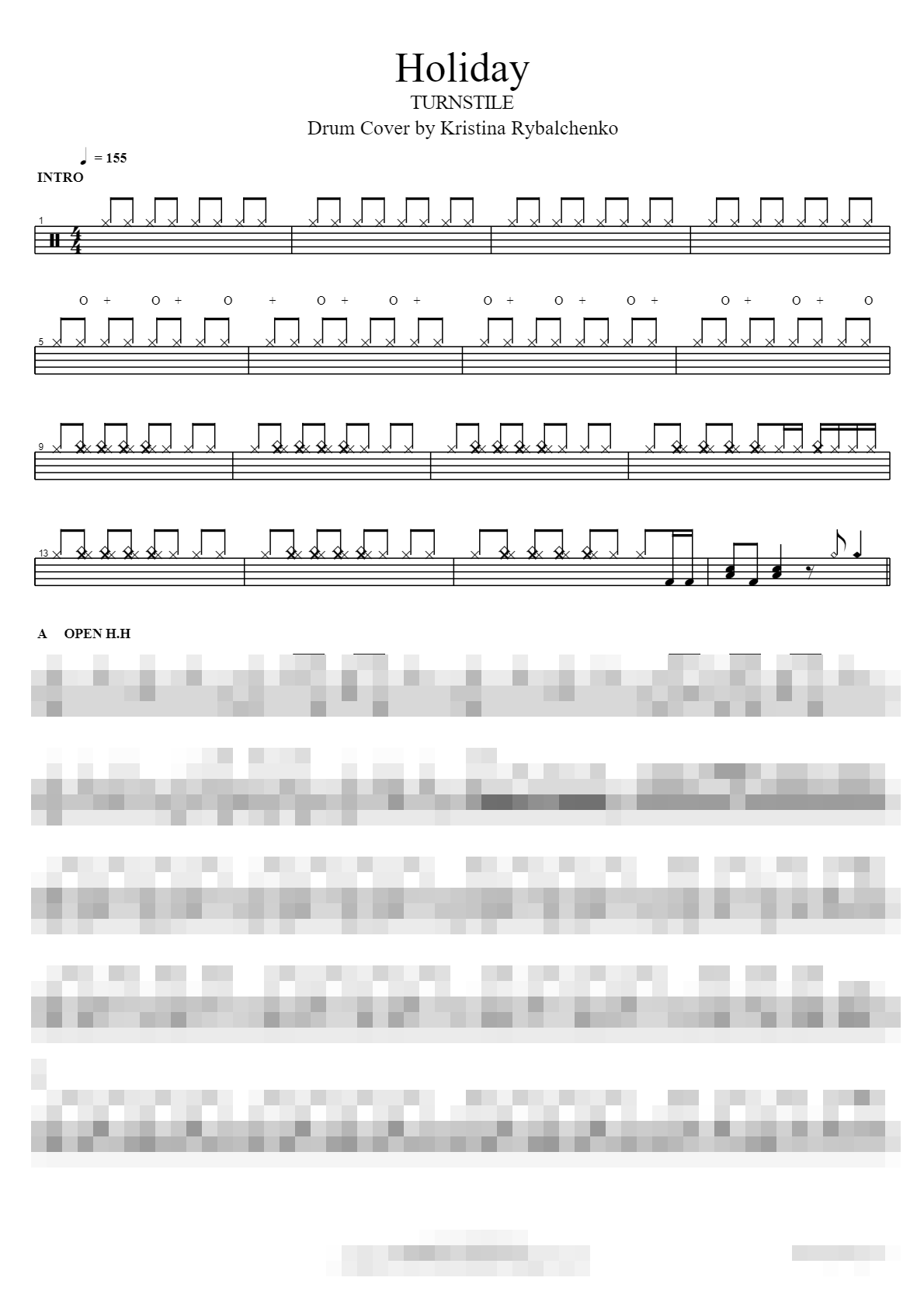 Holiday (Drum Cover by Kristina Rybalchenko) Sheet Music Preview