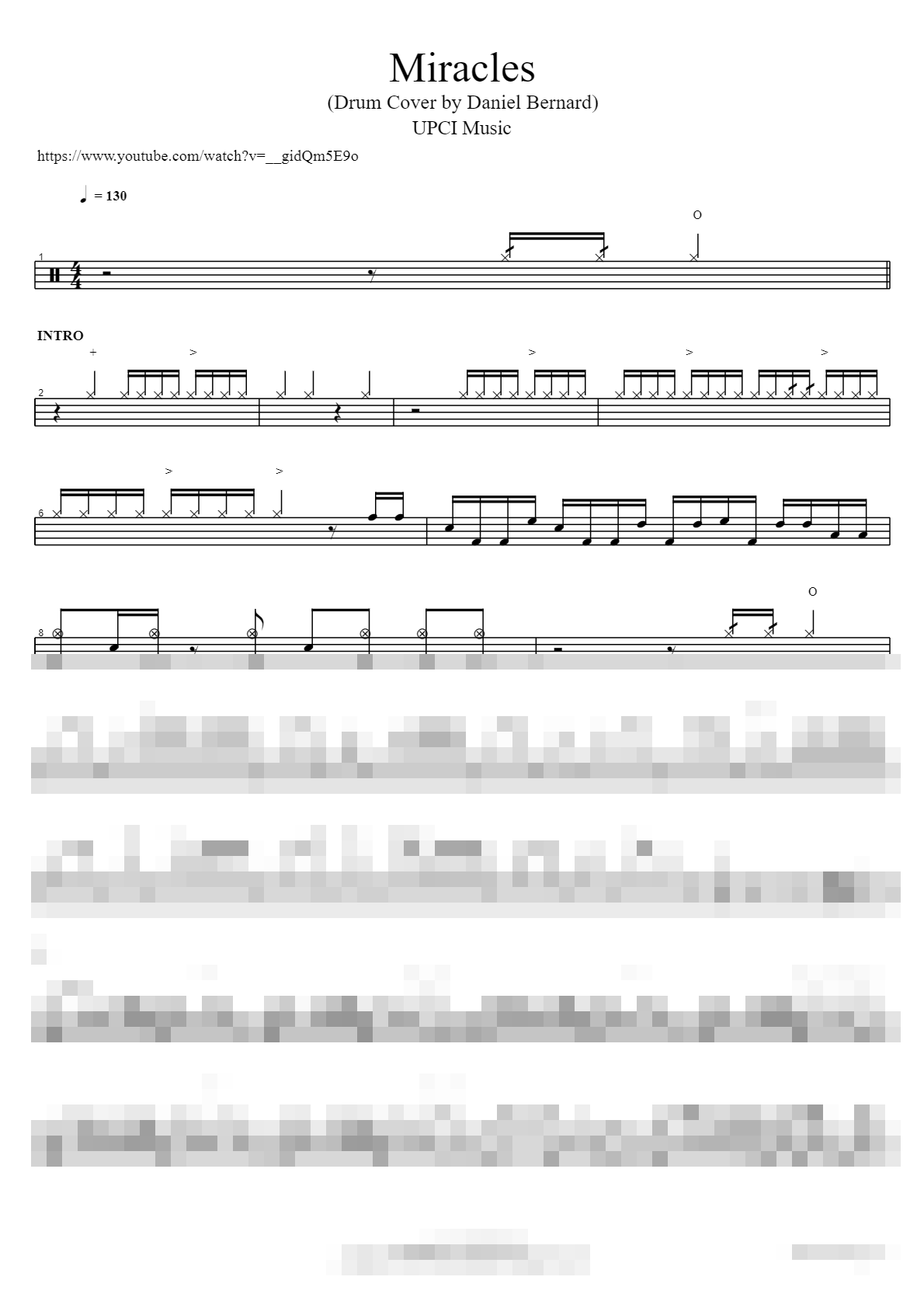 Miracles (Drum Cover by Daniel Bernard) Sheet Music Preview