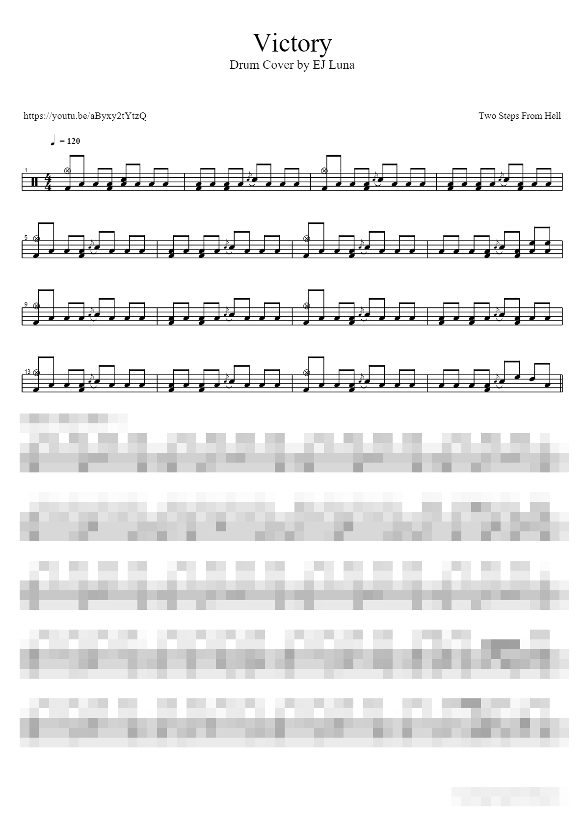 Drum Cover by EJ Luna Sheet Music Preview