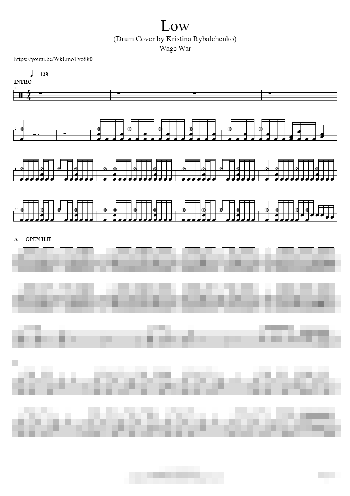 Low (Drum Cover by Kristina Rybalchenko) Sheet Music Preview