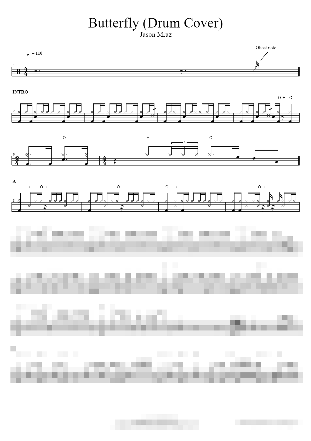 Butterfly (Drum Cover by Mollerice) Sheet Music Preview