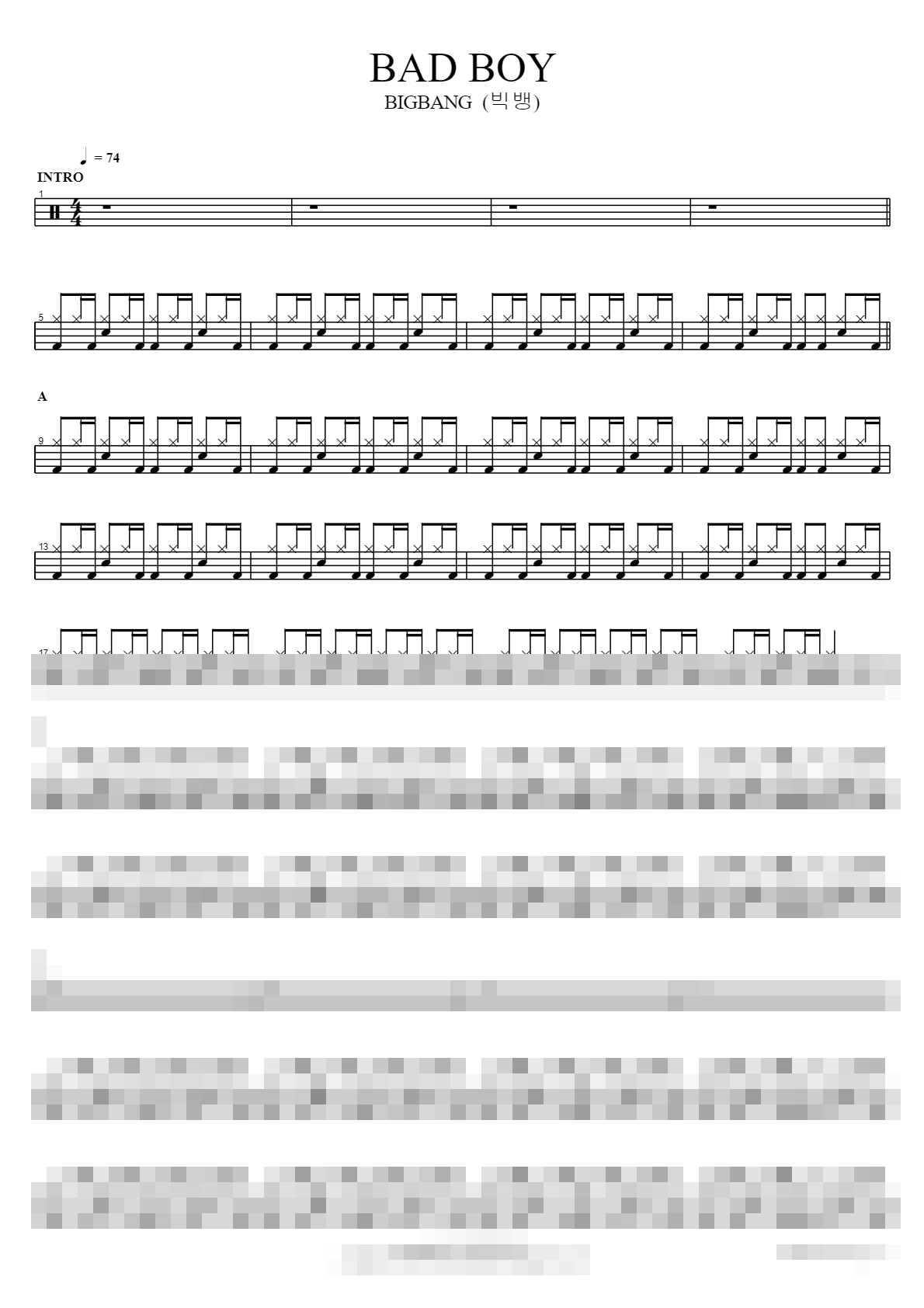 BAD BOY Sheet Music Preview