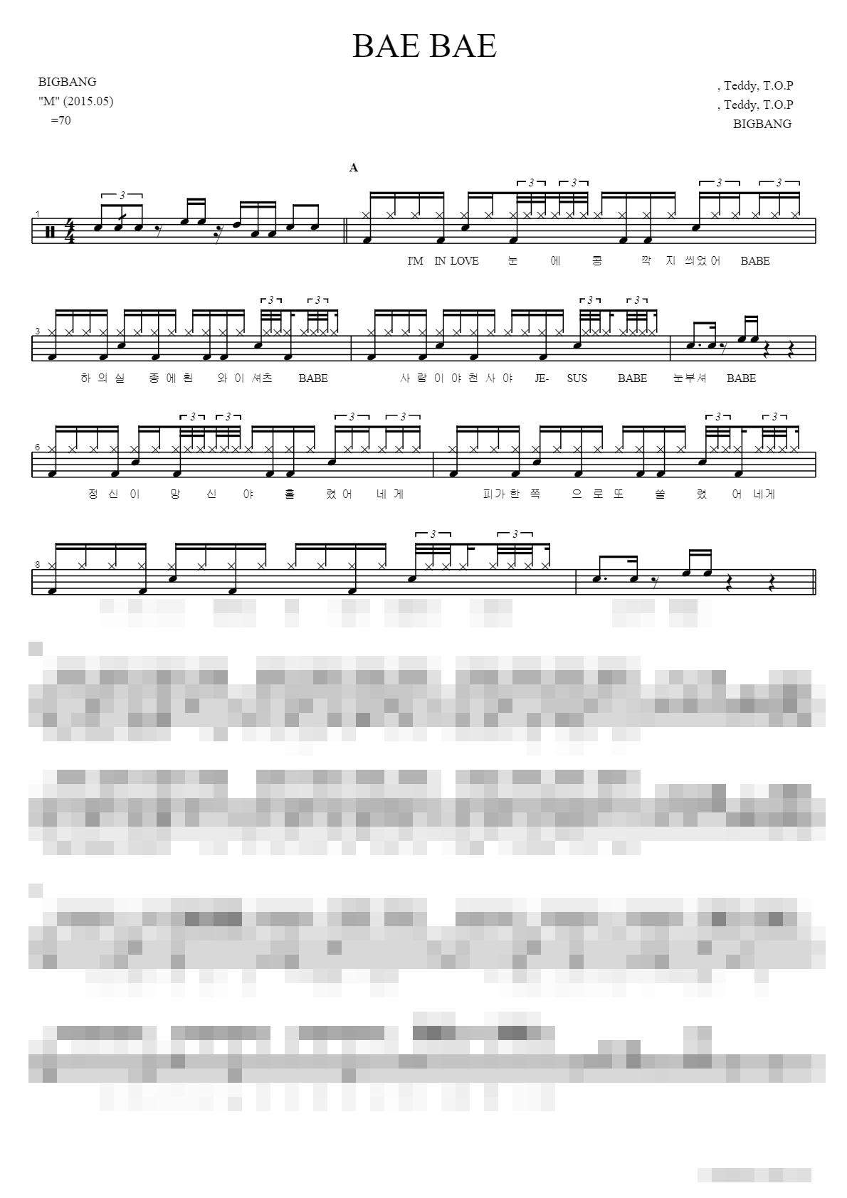 BAE BAE Sheet Music Preview