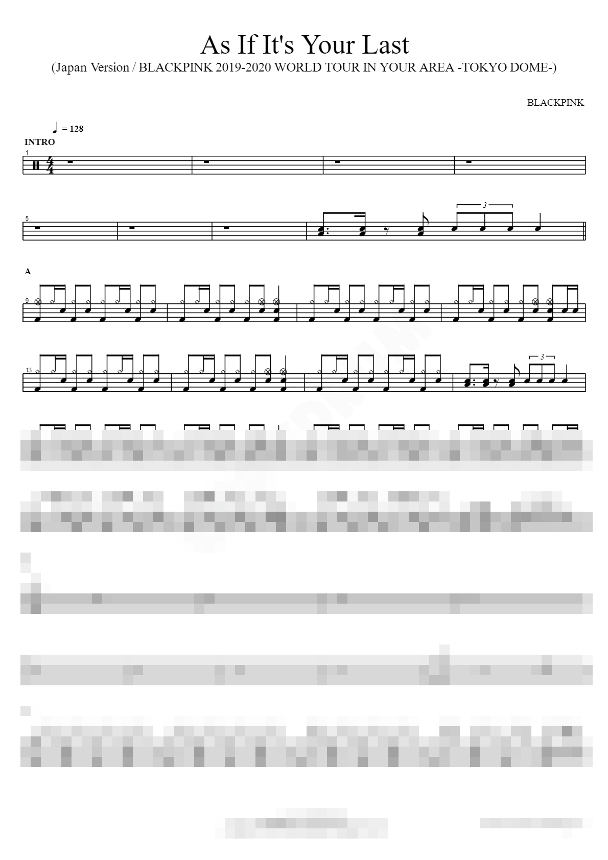 As If It's Your Last (Japan Version) Sheet Music Preview