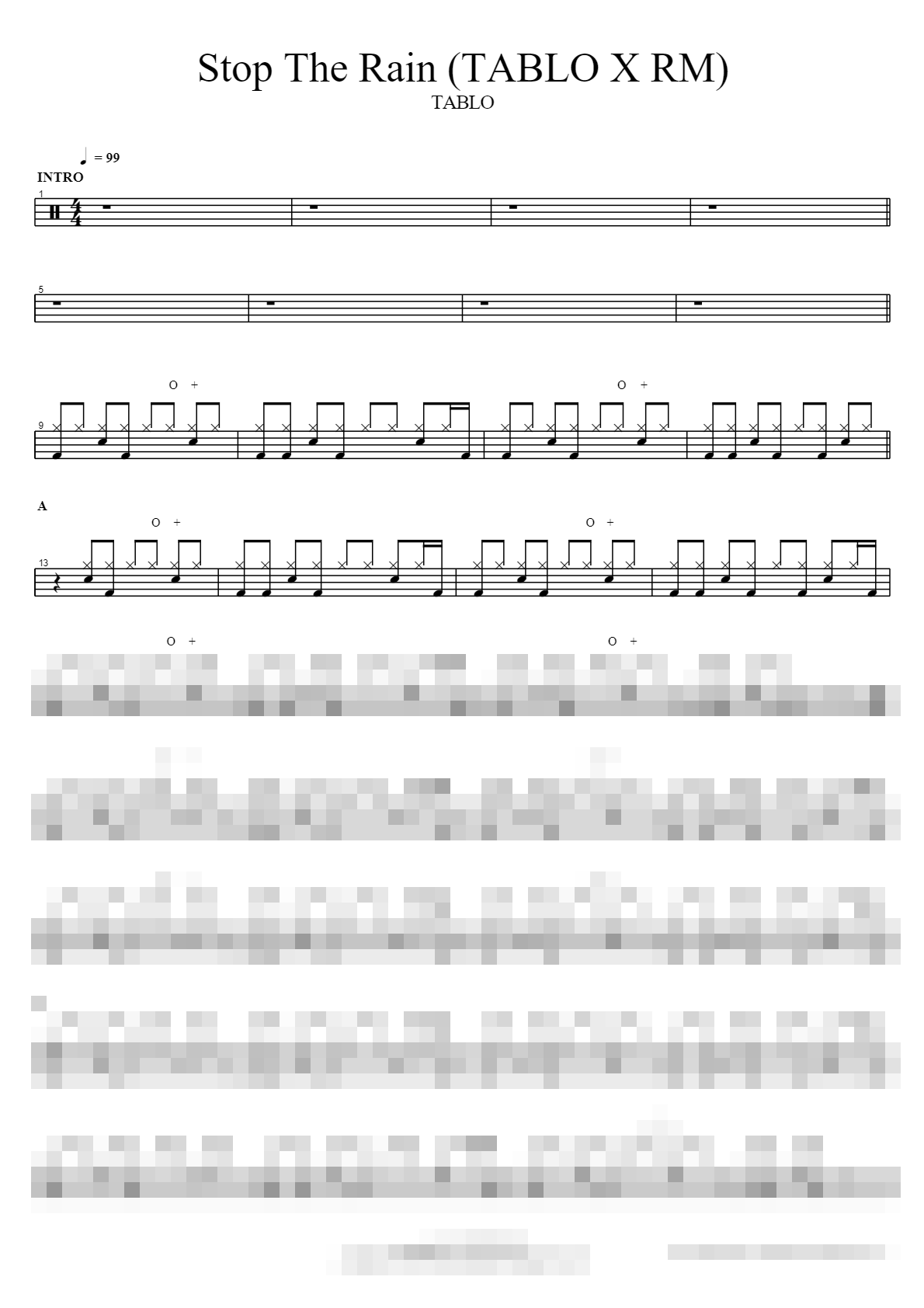 Stop The Rain (TABLO X RM) Sheet Music Preview
