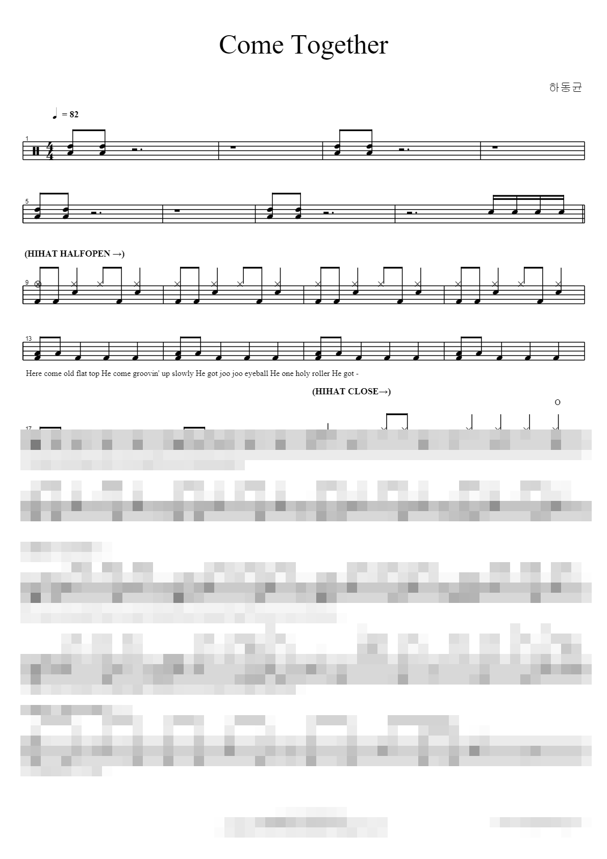 Come Together Sheet Music Preview