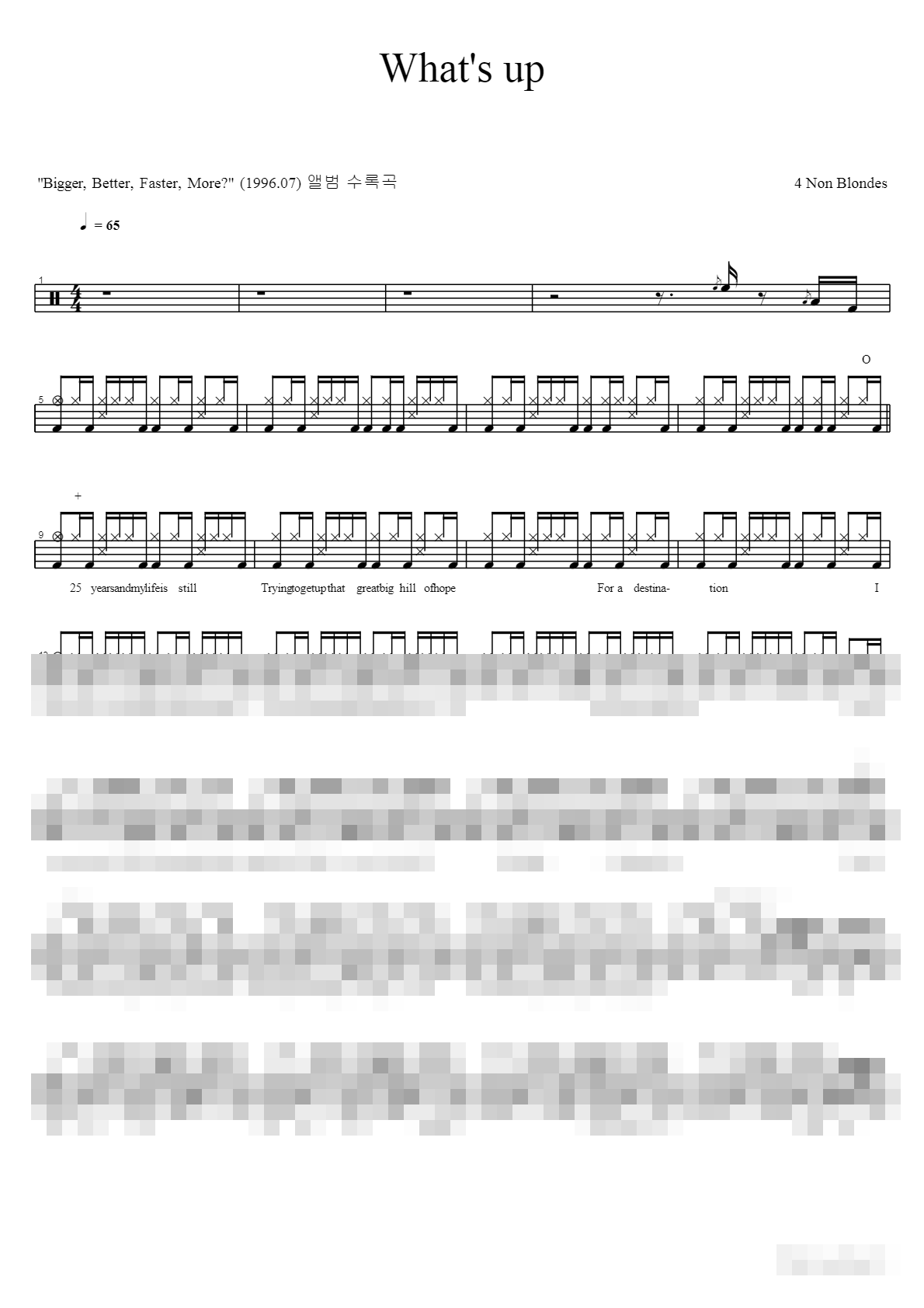 What's Up? Sheet Music Preview