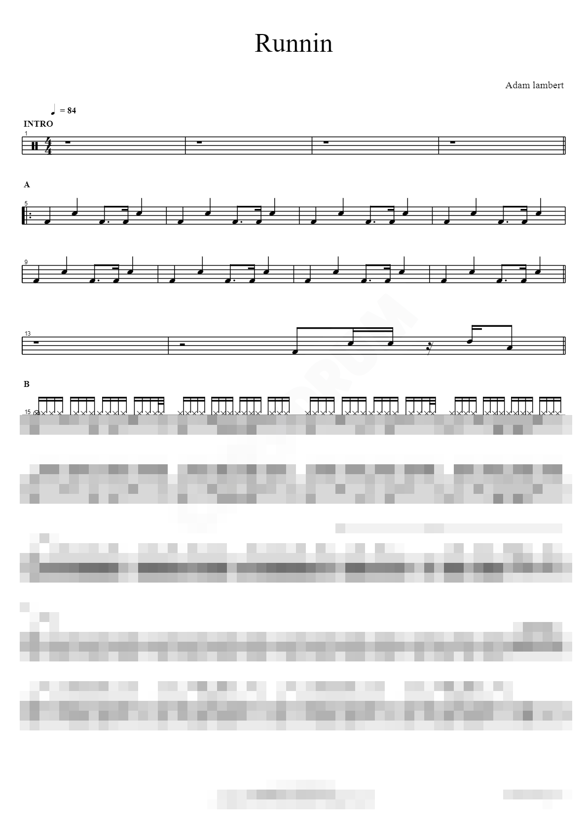 Runnin Sheet Music Preview