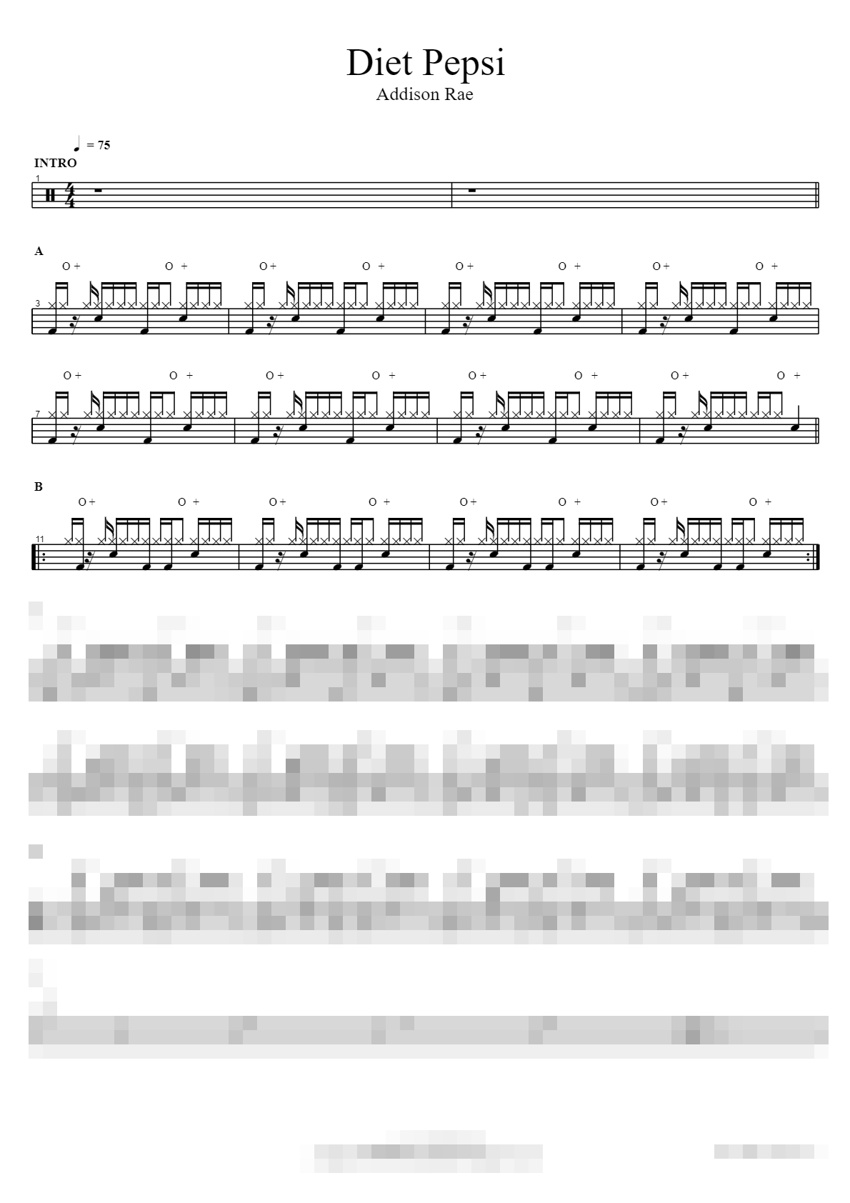 Diet Pepsi Sheet Music Preview