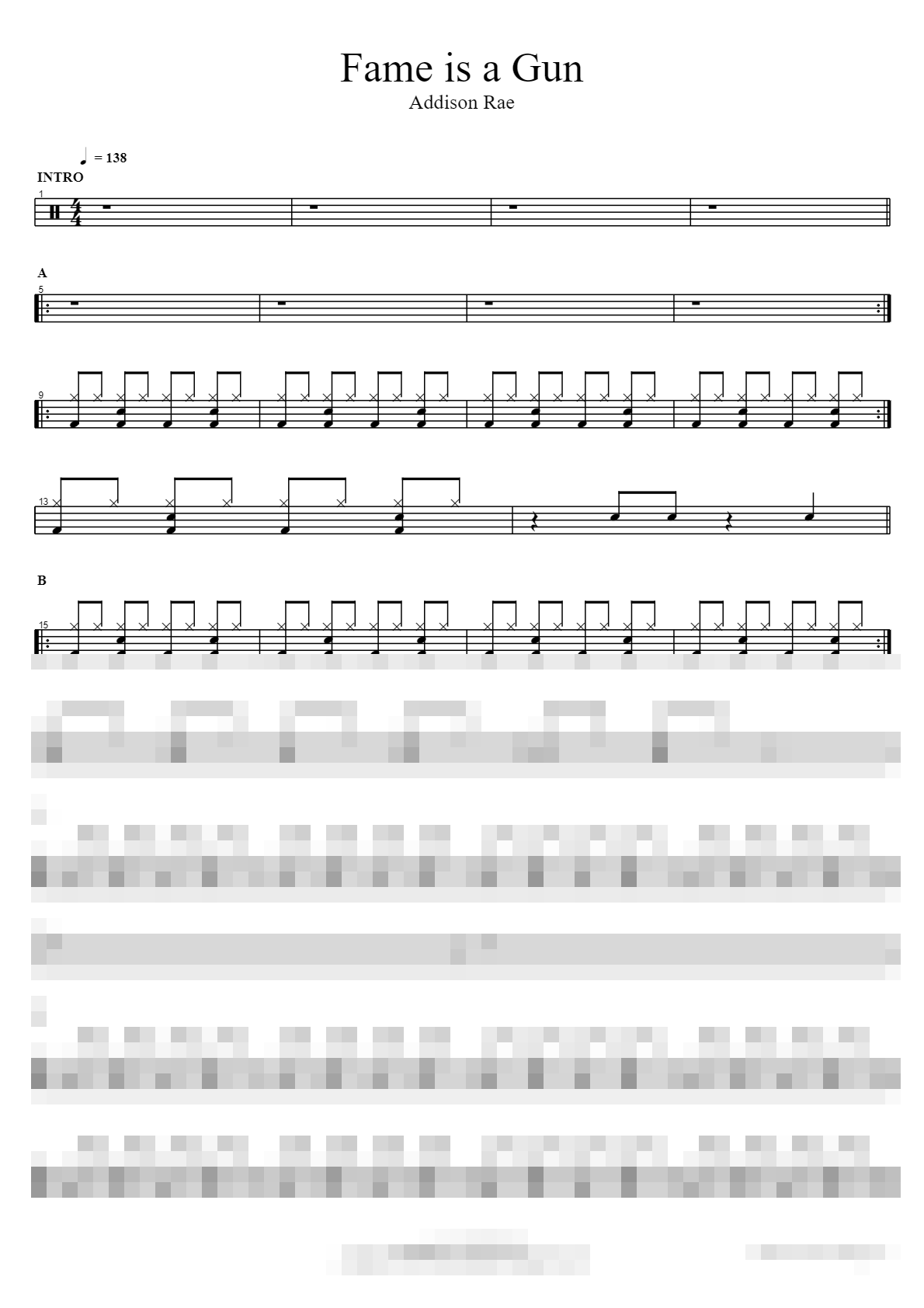 Fame is a Gun Sheet Music Preview