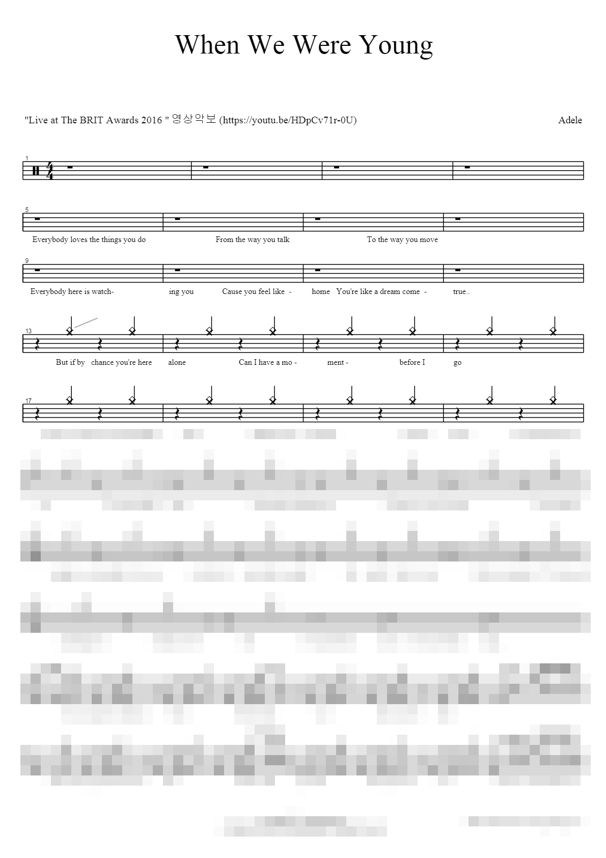 When We Were Young(Live) Sheet Music Preview