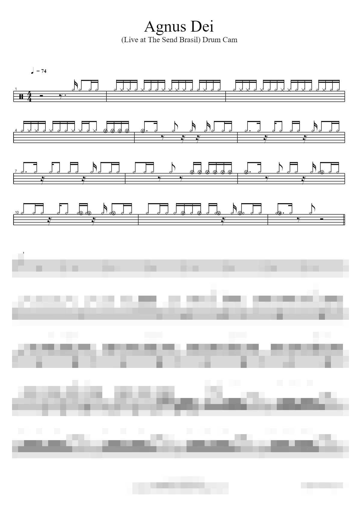 Agnus Dei (Live at The Send Brasil) Drum Cam Sheet Music Preview