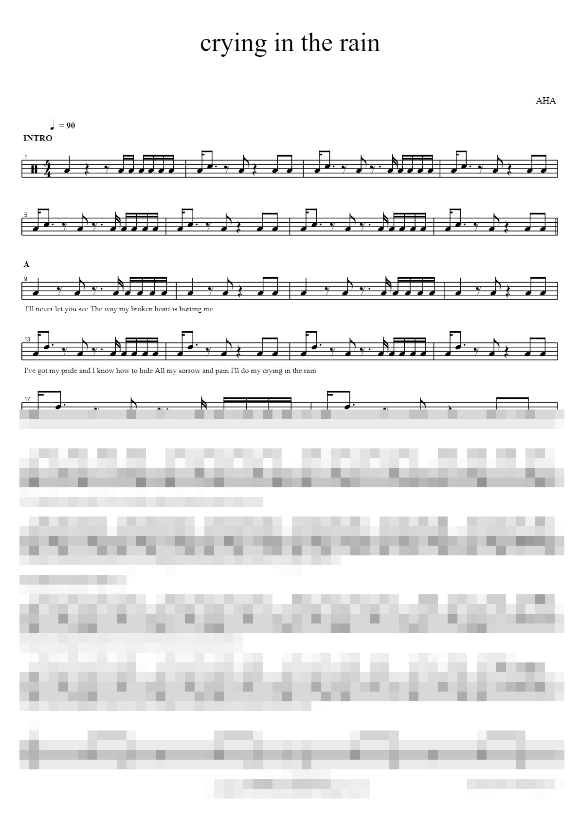 crying in the rain Sheet Music Preview