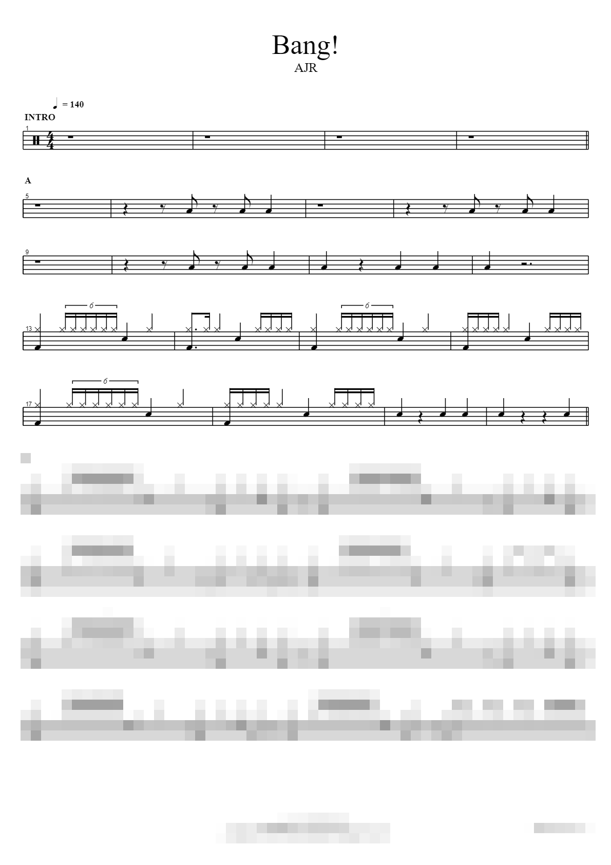 Bang! Sheet Music Preview