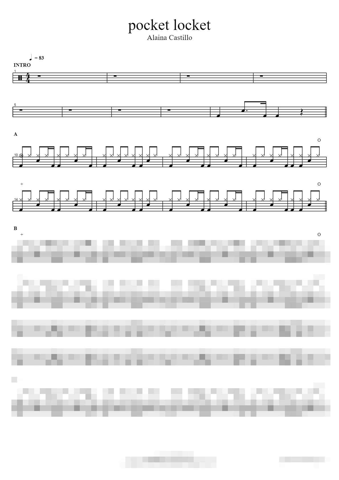 pocket locket Sheet Music Preview