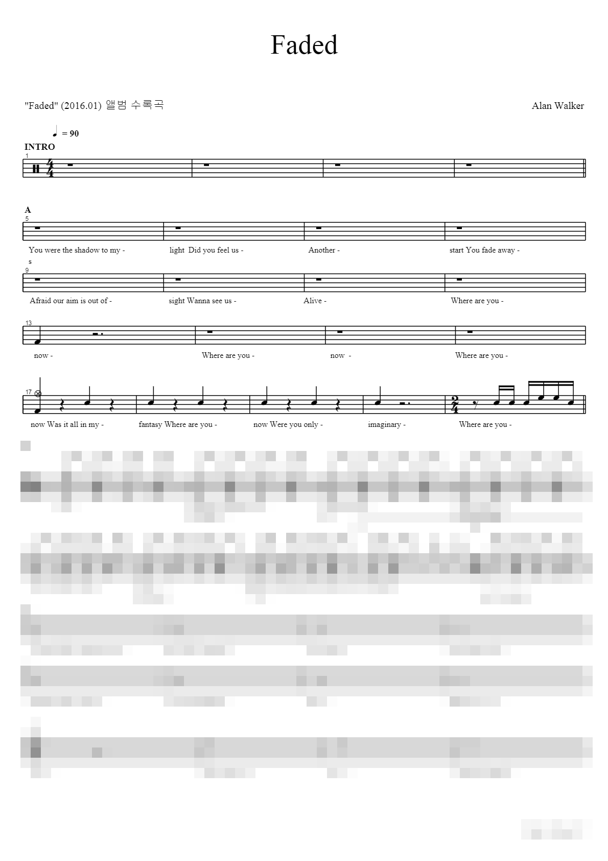 Faded Sheet Music Preview