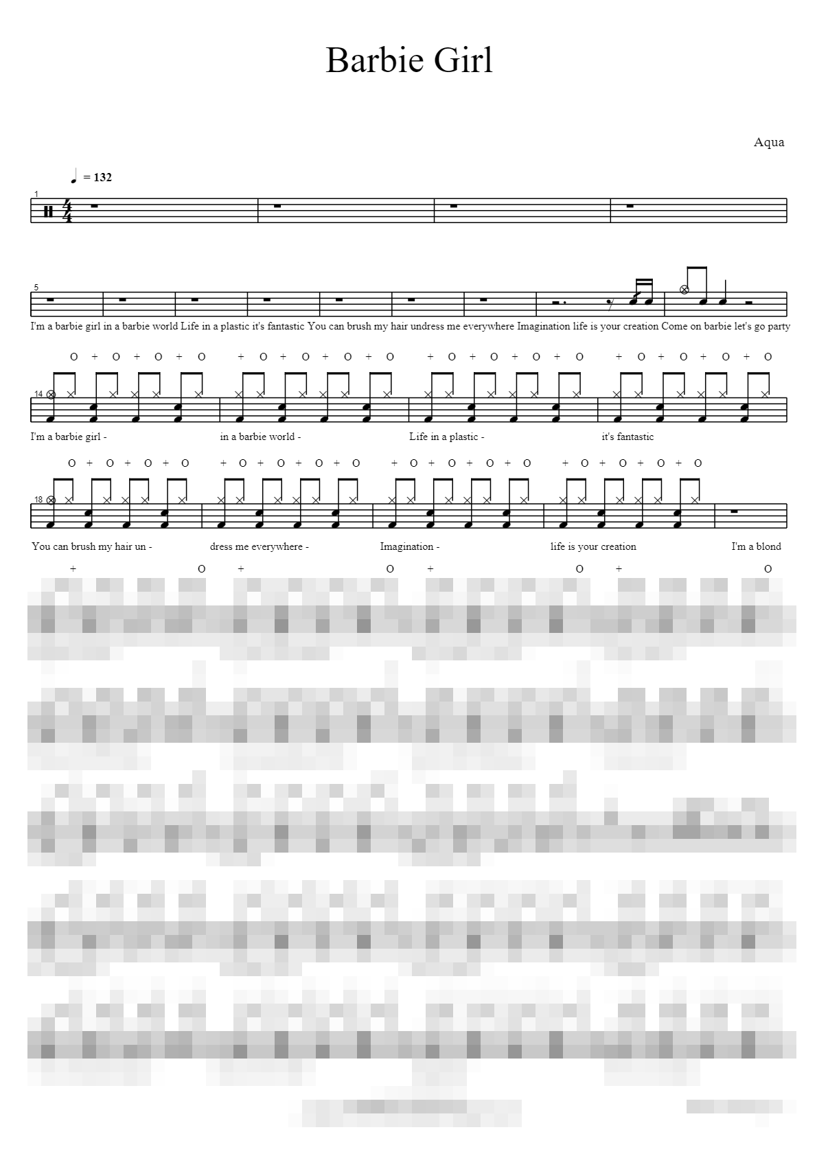 Barbie Girl Sheet Music Preview