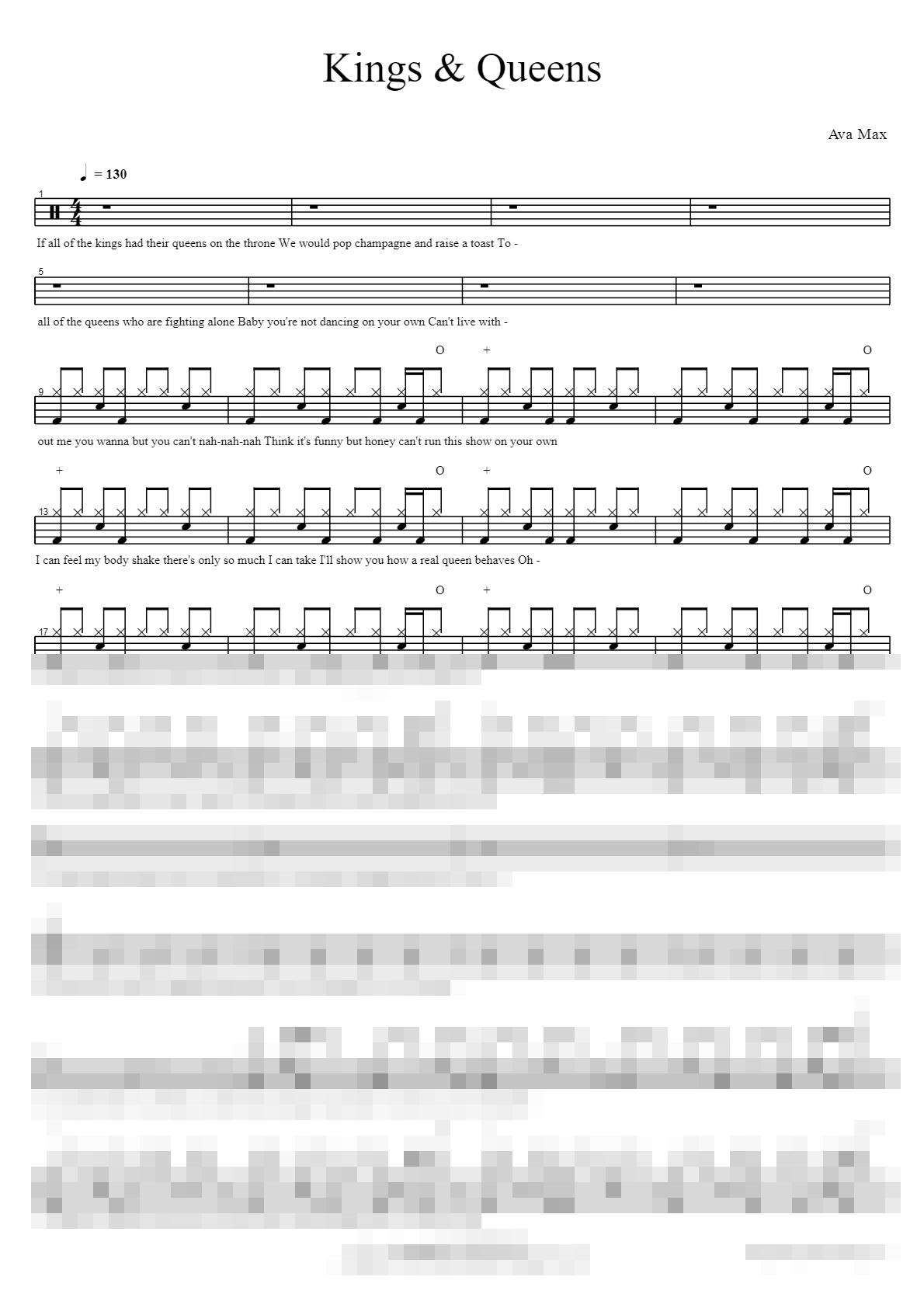 Kings & Queens Sheet Music Preview