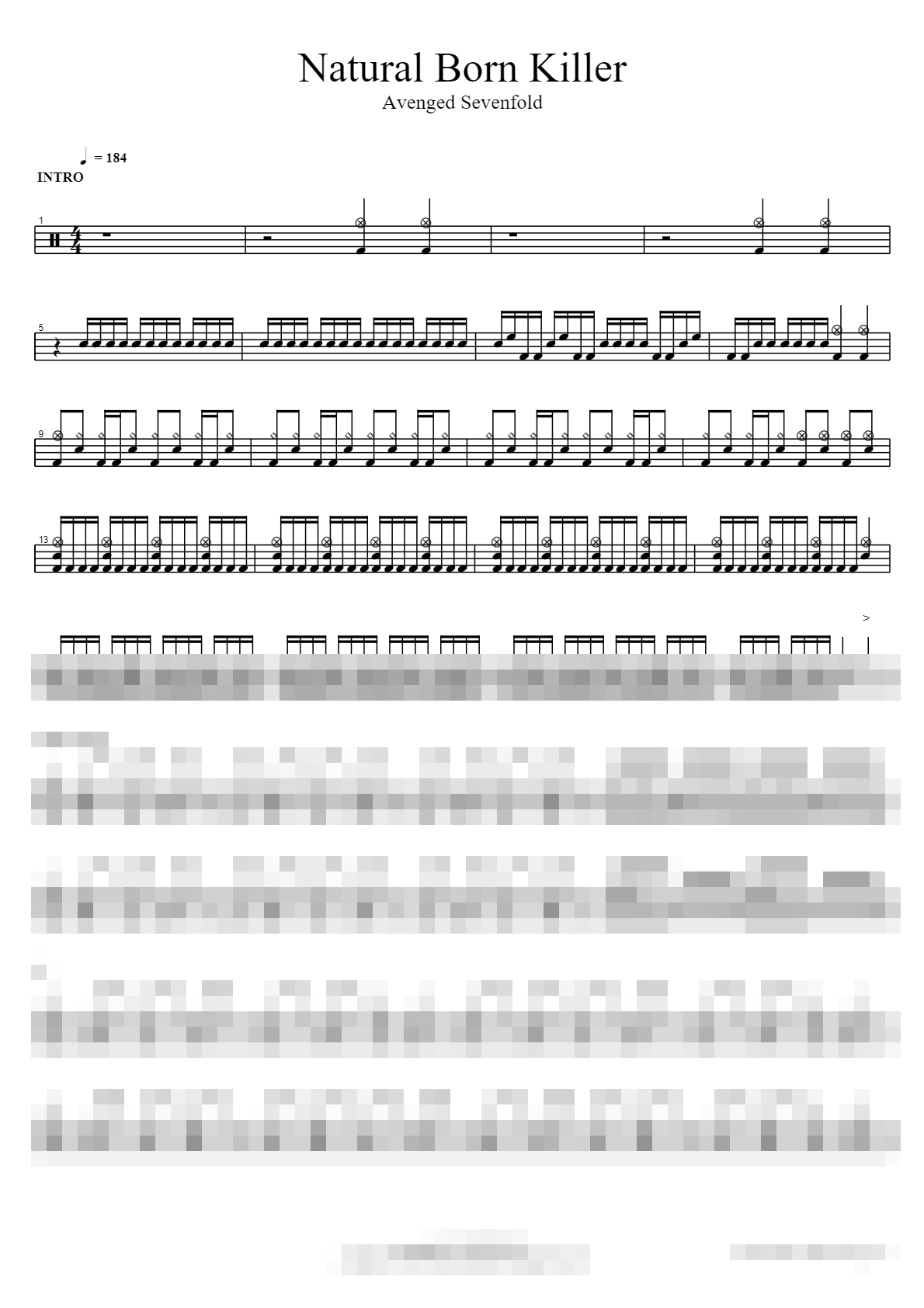 Natural Born Killer Sheet Music Preview