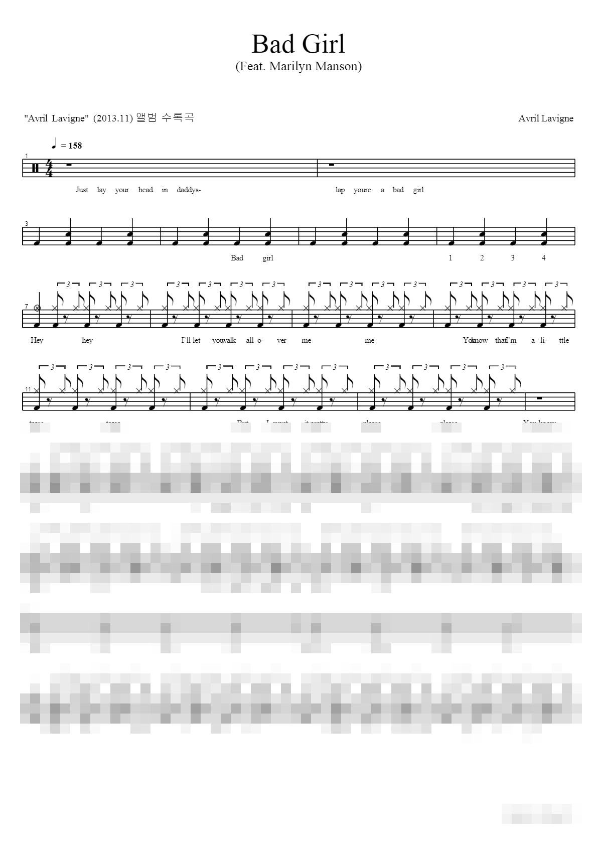 Bad Girl Sheet Music Preview