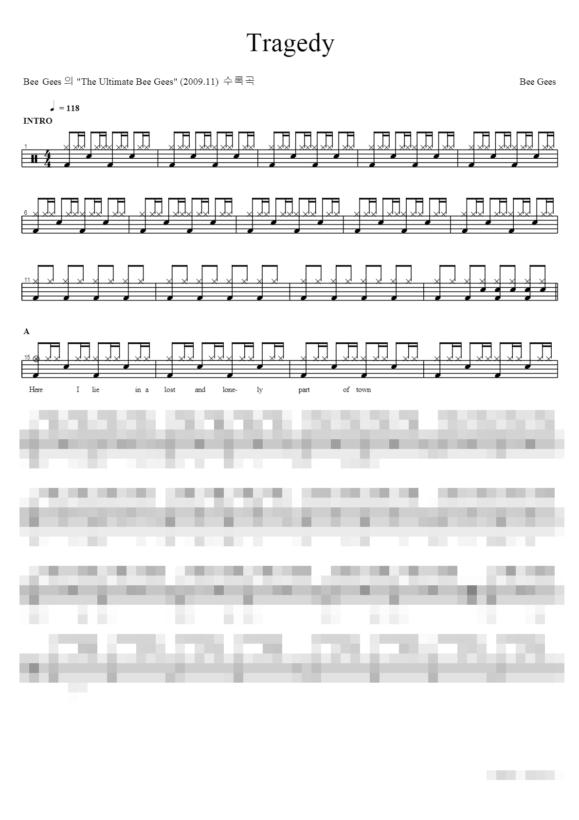 Tragedy Sheet Music Preview