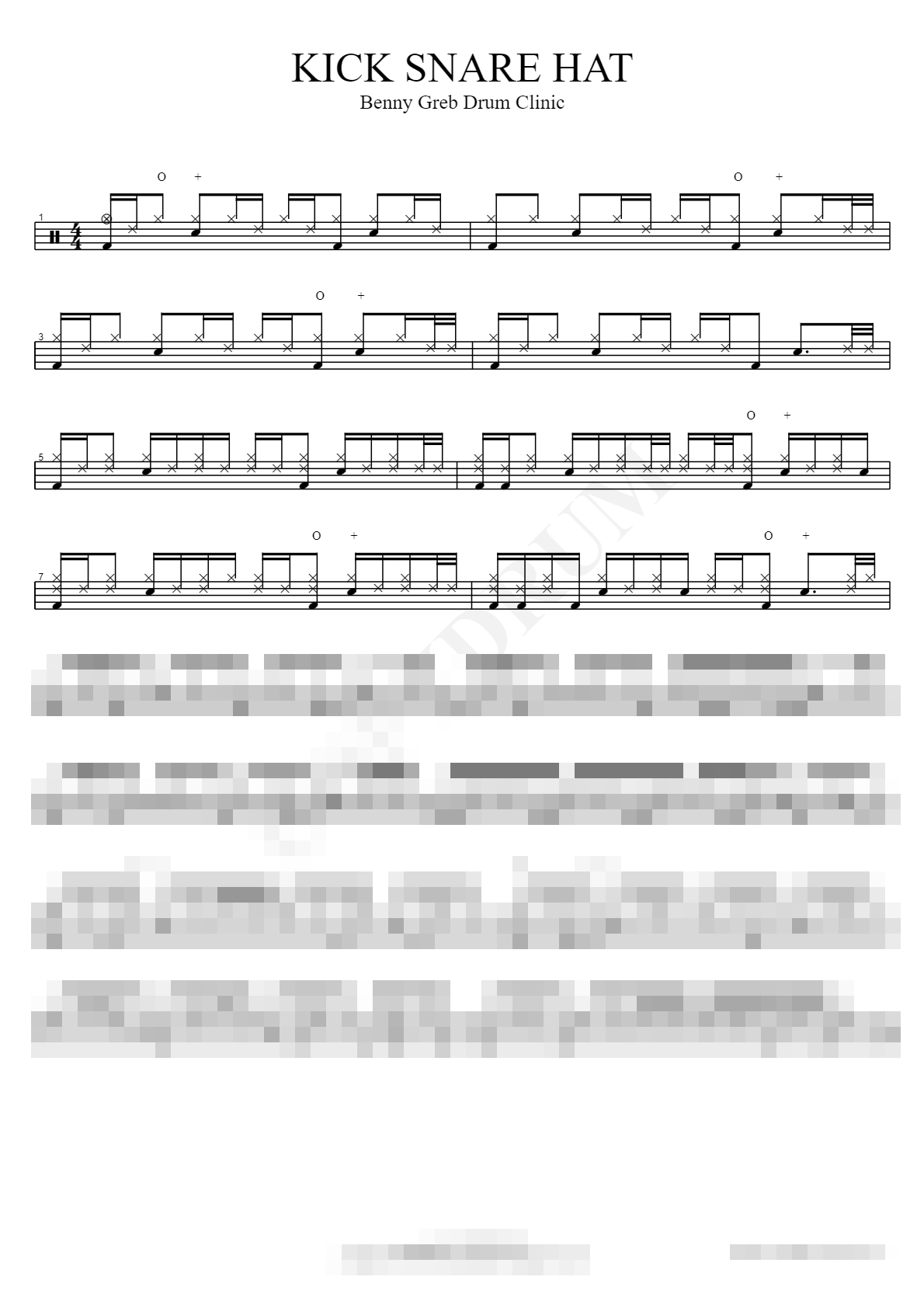 KICK SNARE HAT Sheet Music Preview