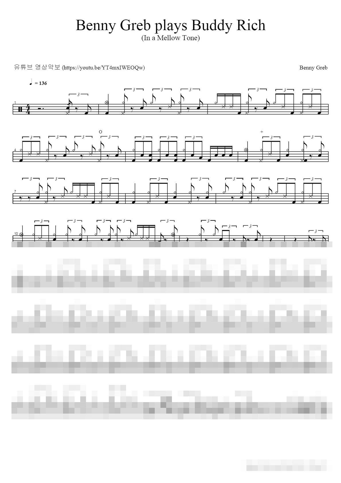 Benny Greb plays Buddy Rich Sheet Music Preview