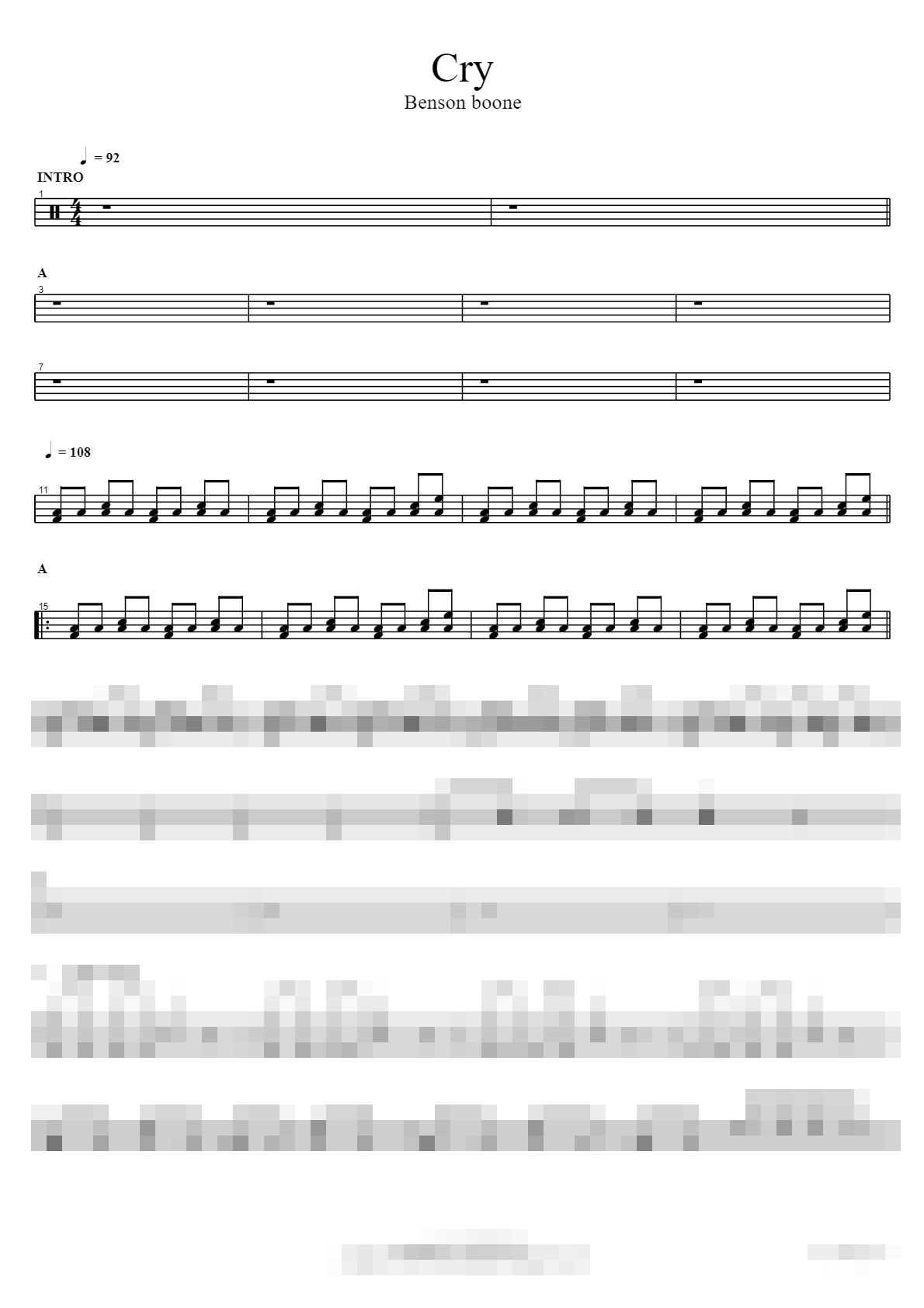 Cry Sheet Music Preview