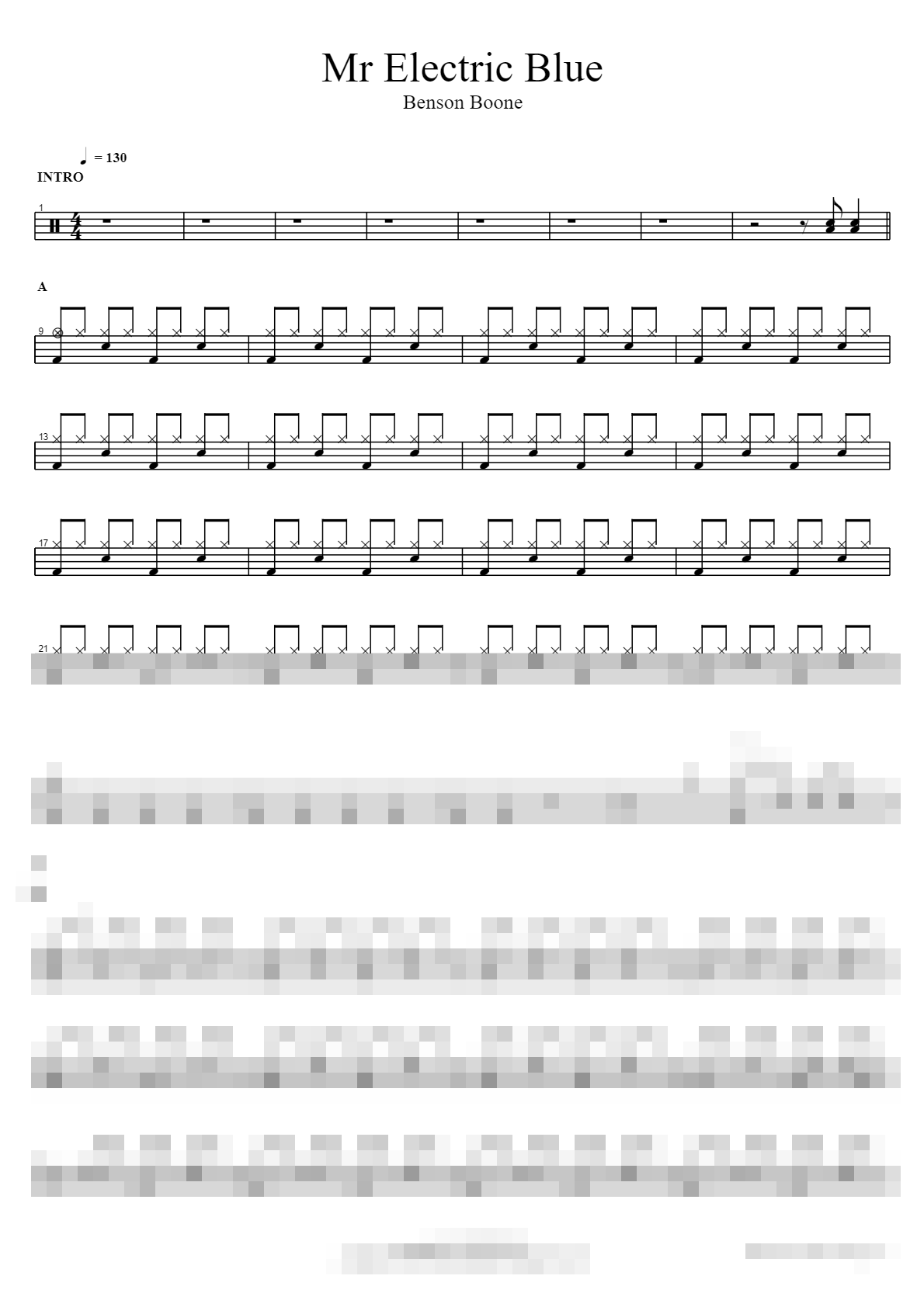Mr Electric Blue Sheet Music Preview