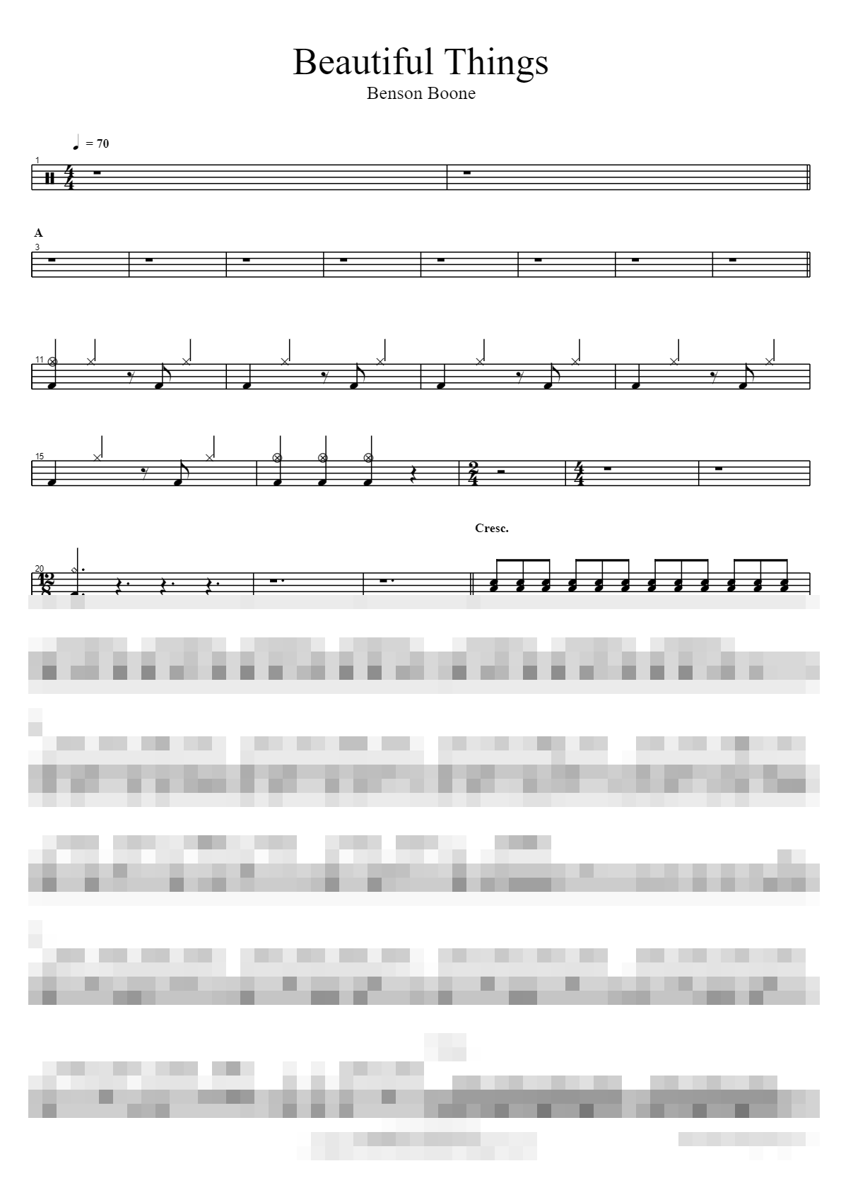 Beautiful Things Sheet Music Preview