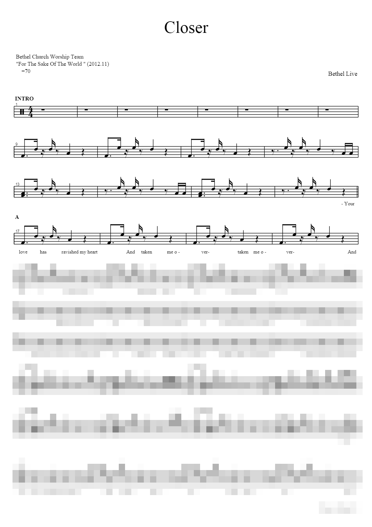 Closer Sheet Music Preview