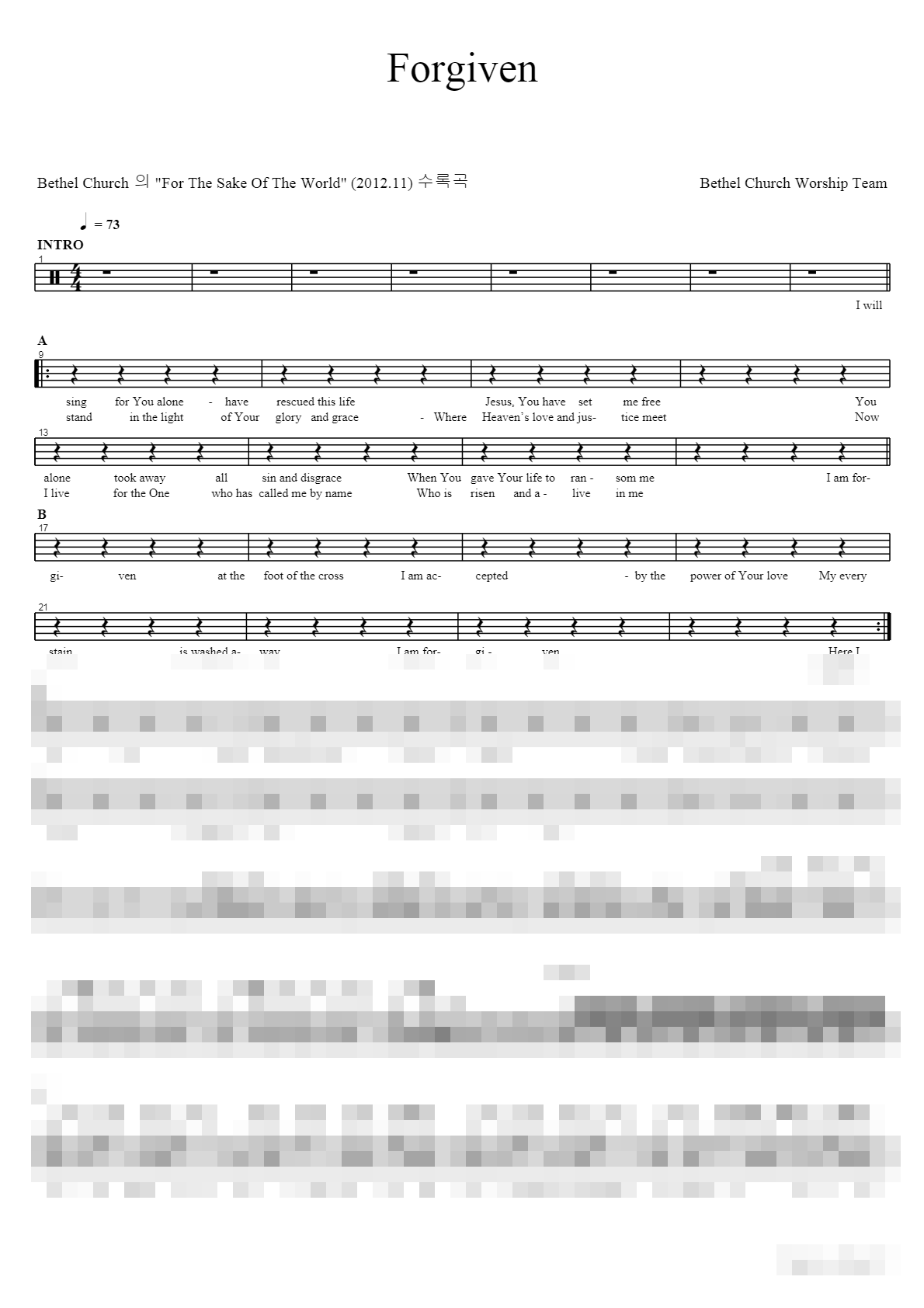 Forgiven Sheet Music Preview