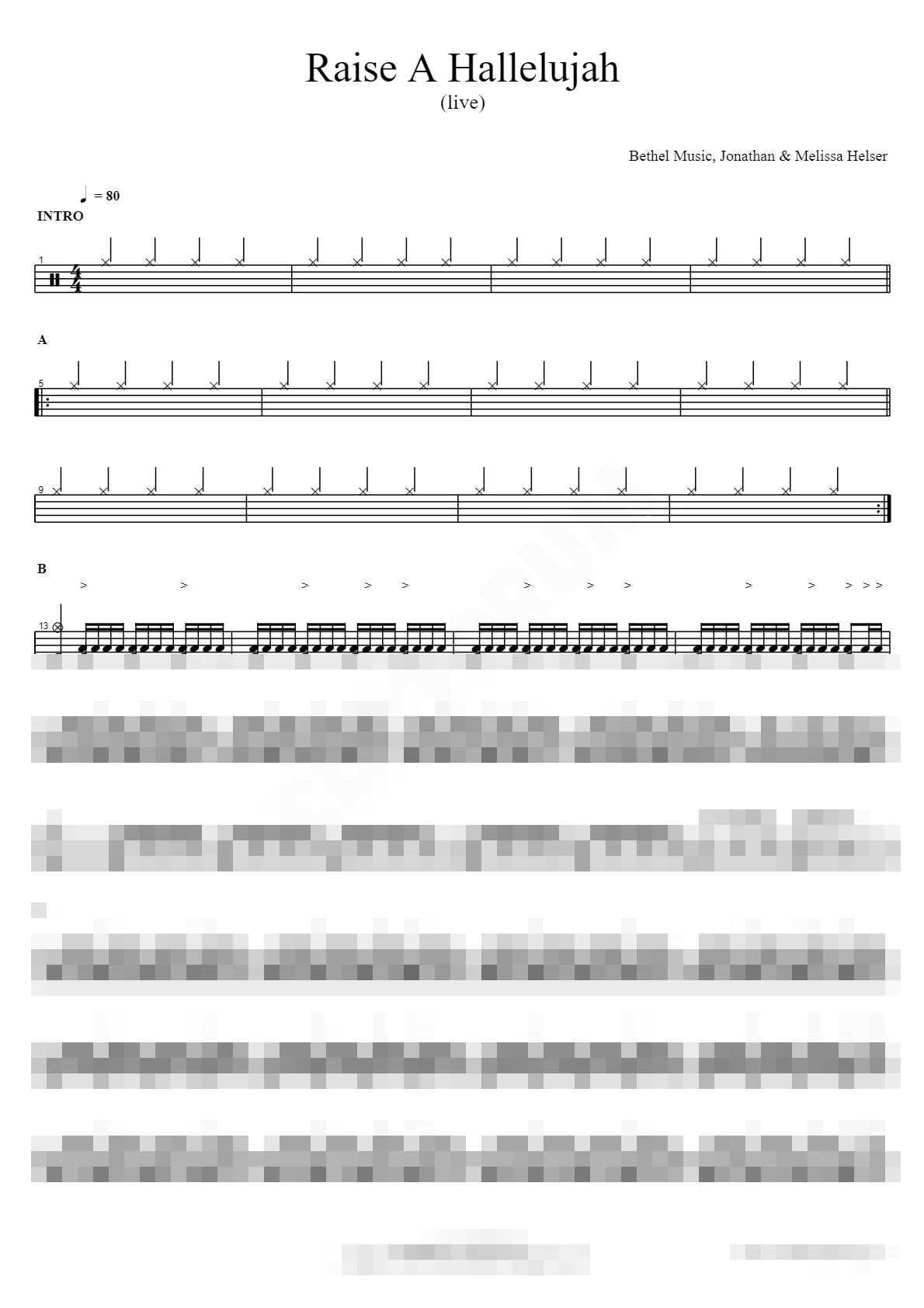 Raise A Hallelujah (live) Sheet Music Preview