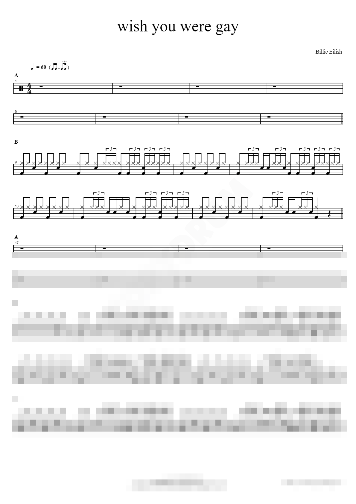 wish you were gay Sheet Music Preview