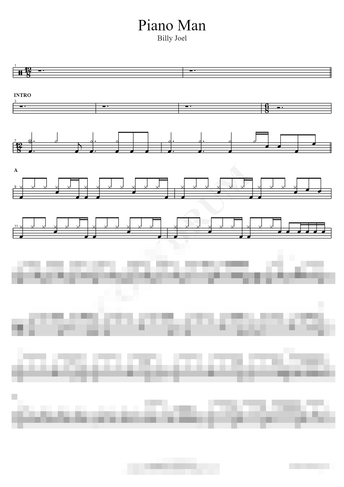 Piano Man Sheet Music Preview