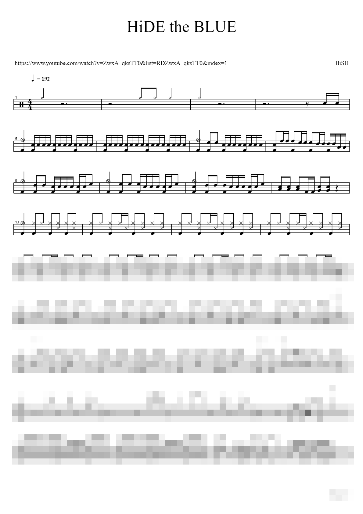HiDE the BLUE Sheet Music Preview