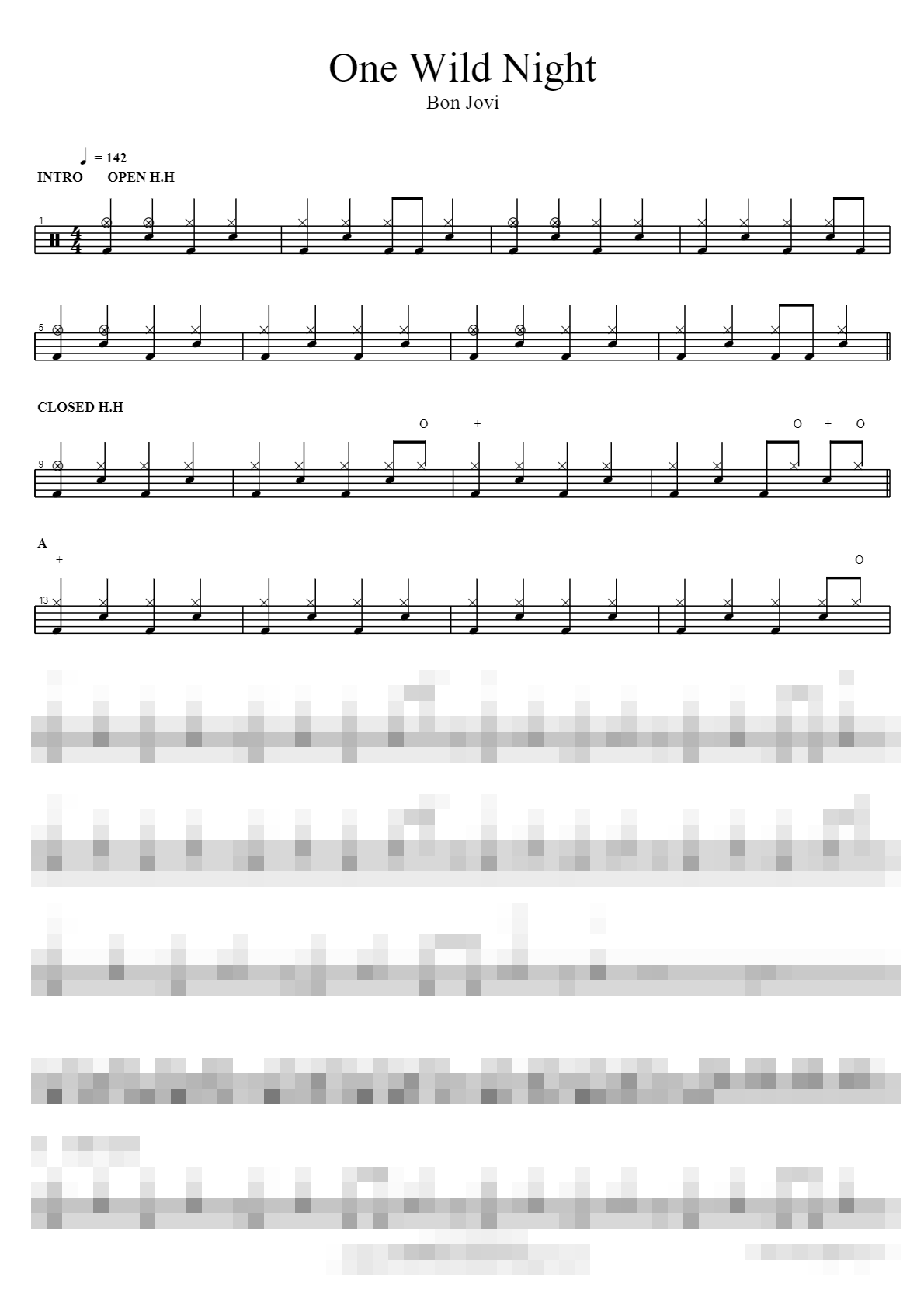 One Wild Night Sheet Music Preview